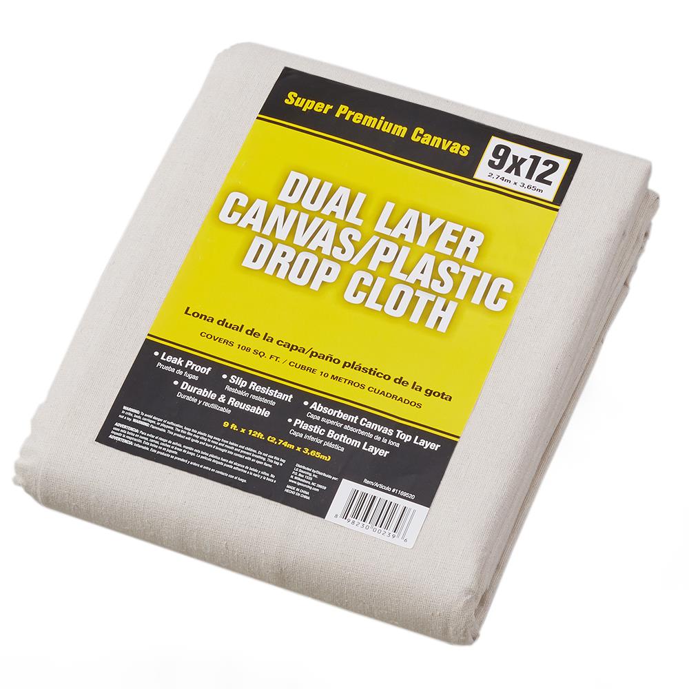 Canvas Drop Cloth 9X12 ft Pack of 2 - Odourless Painters Drop Cloth for  Painting Cotton Canvas Tarps for Floor & Furniture Protection - All Purpose
