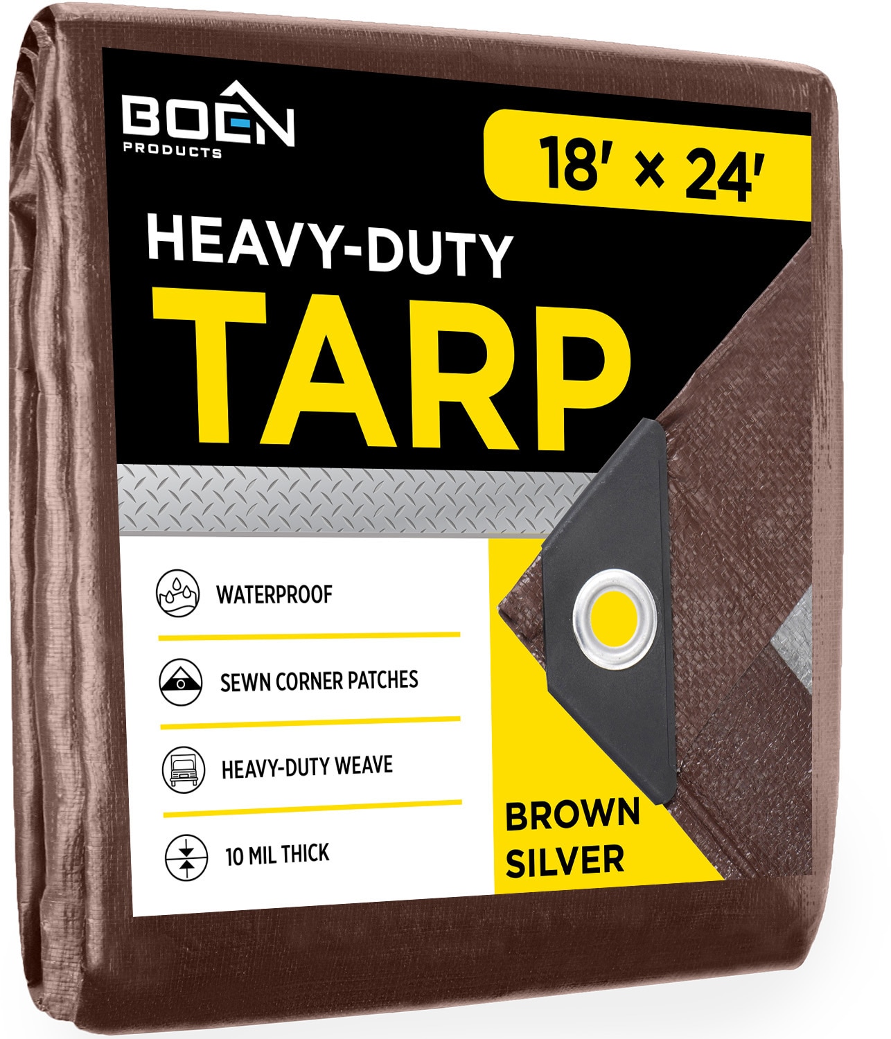 BOEN BS-1824 18-ft x 24-ft Brown Waterproof Commercial Polyethylene 10-mil Tarp