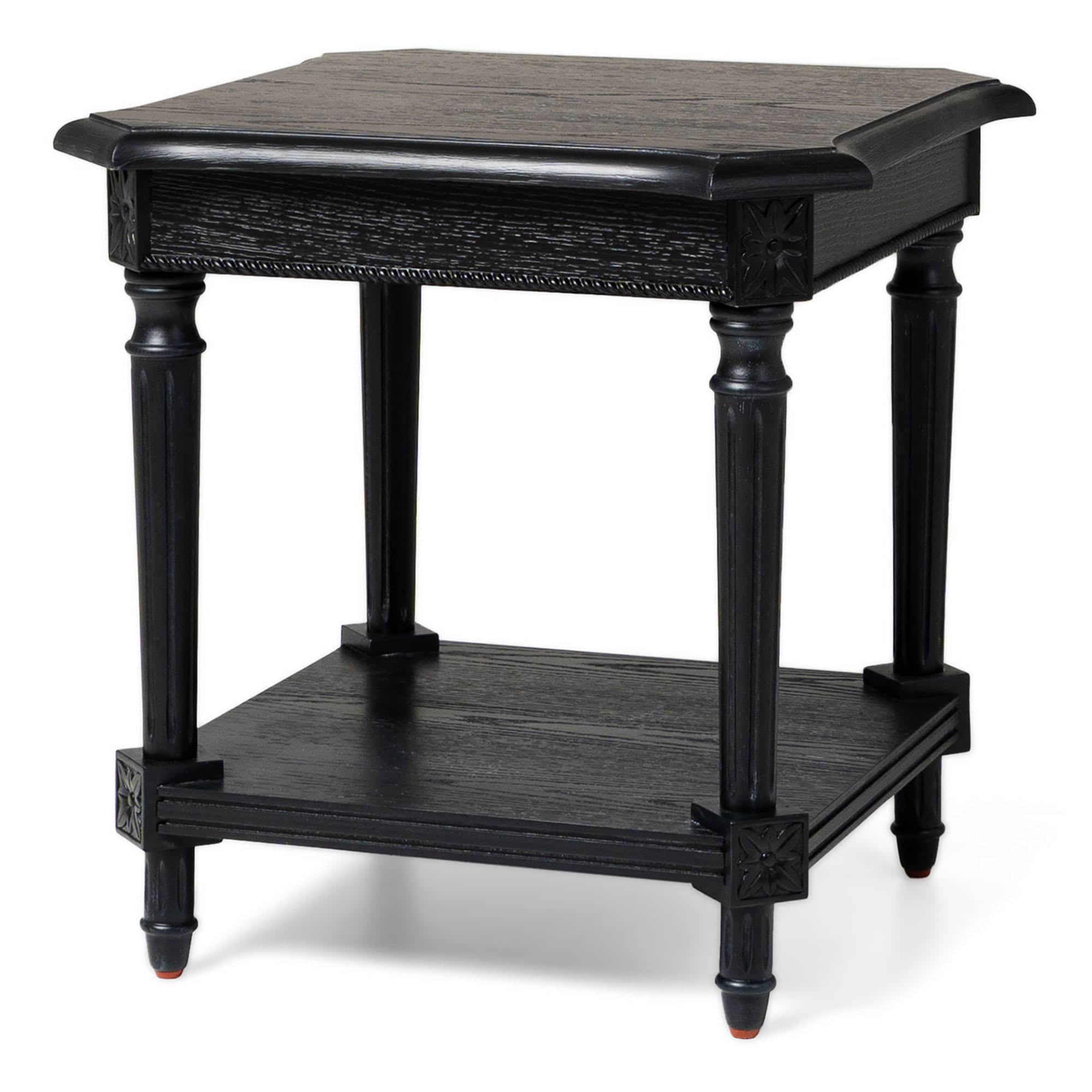 Maven Lane 320817 Pullman Multipurpose Traditional Style Tall Square Wooden Side Table and Bedroom Nightstand with Storage in Rustic Antiqued Black Finish