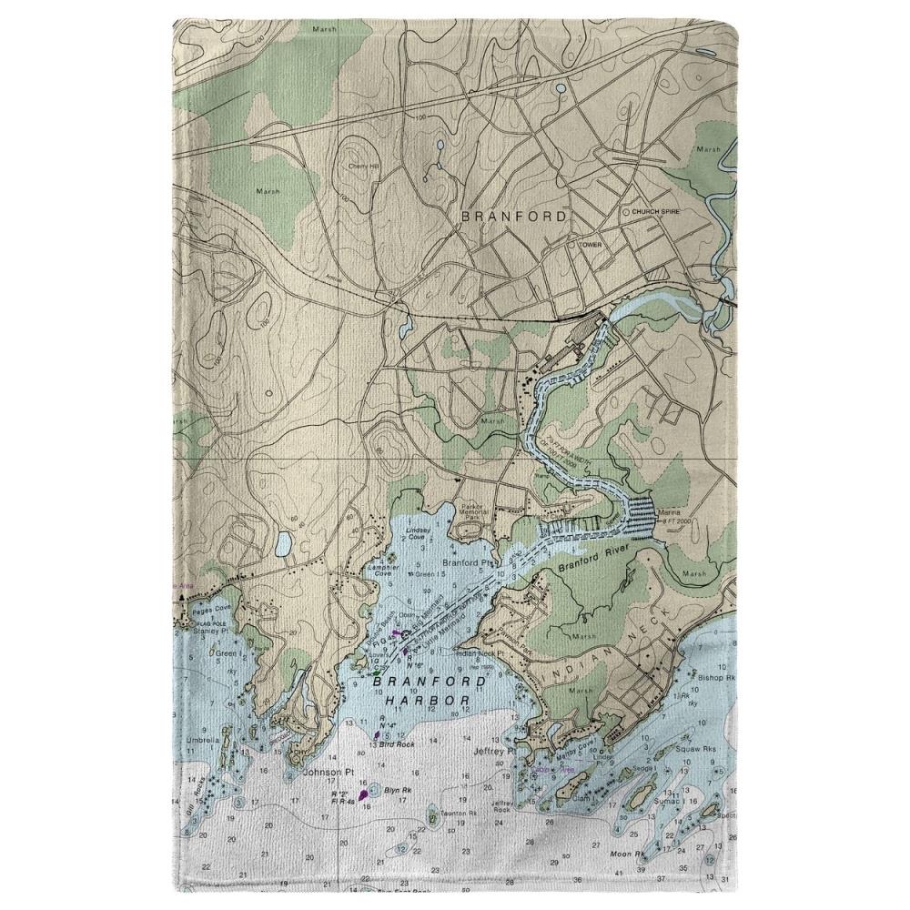 Betsy Drake Interiors BTDR2747 Branford Harbor CT Nautical Map Beach Towel- 30 x 50 in.