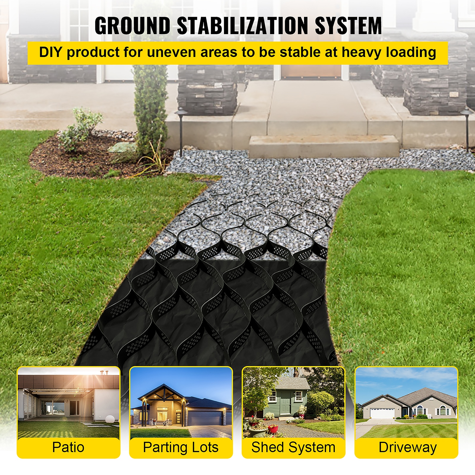 20 X black plastic paving driveway grid turf grass gravel protector  drainage mat
