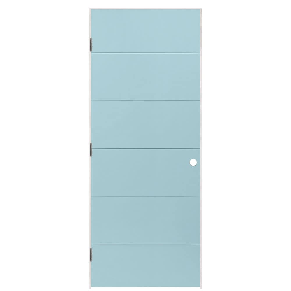 Masonite 1446623 32-in x 80-in Sea Mist Hollow core Flush Right hand Smooth Prefinished Molded composite Flat Jamb Single Prehung Interior Door