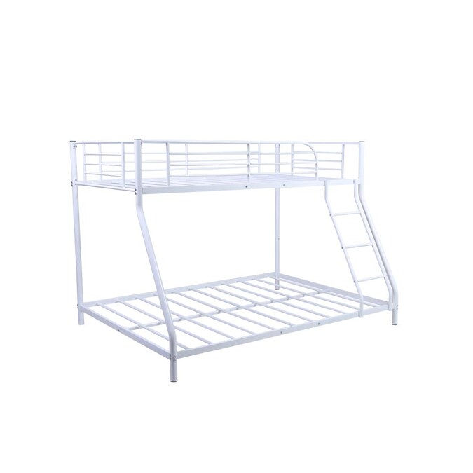 Casainc White Twin Over Full Bunk Bed, Full On Bottom Bunk Beds