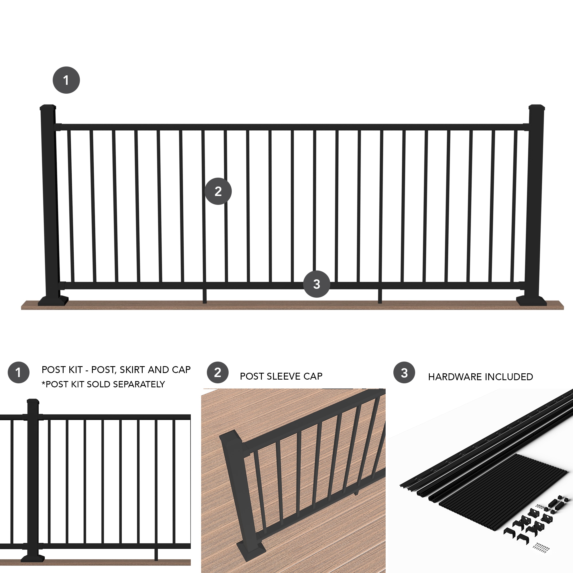 Deckorators Rapid Rail 8-ft x 2.5-in x 3-ft Matte Black Aluminum Deck ...