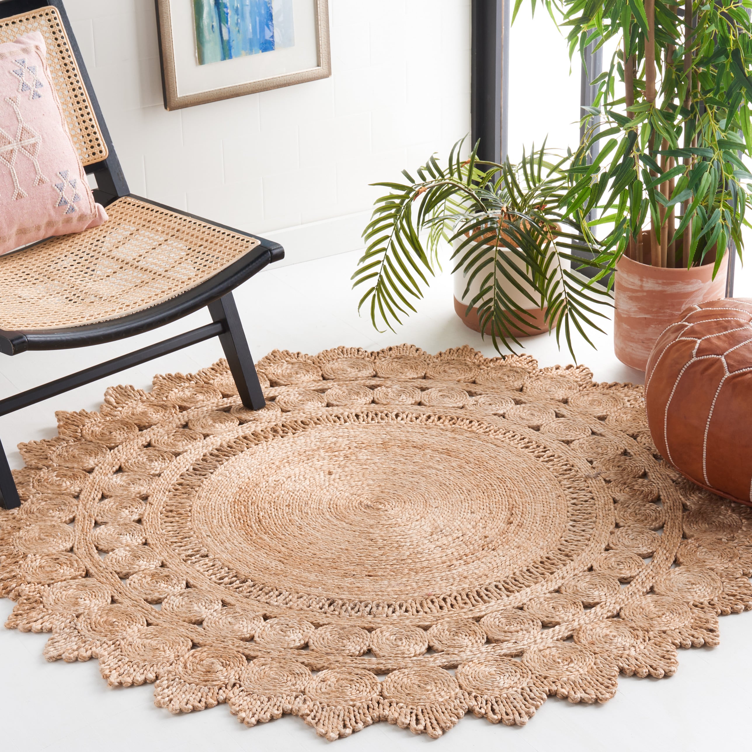  Natural Fiber 173 Natural Bohemian 5ft x 5ft Round Rug