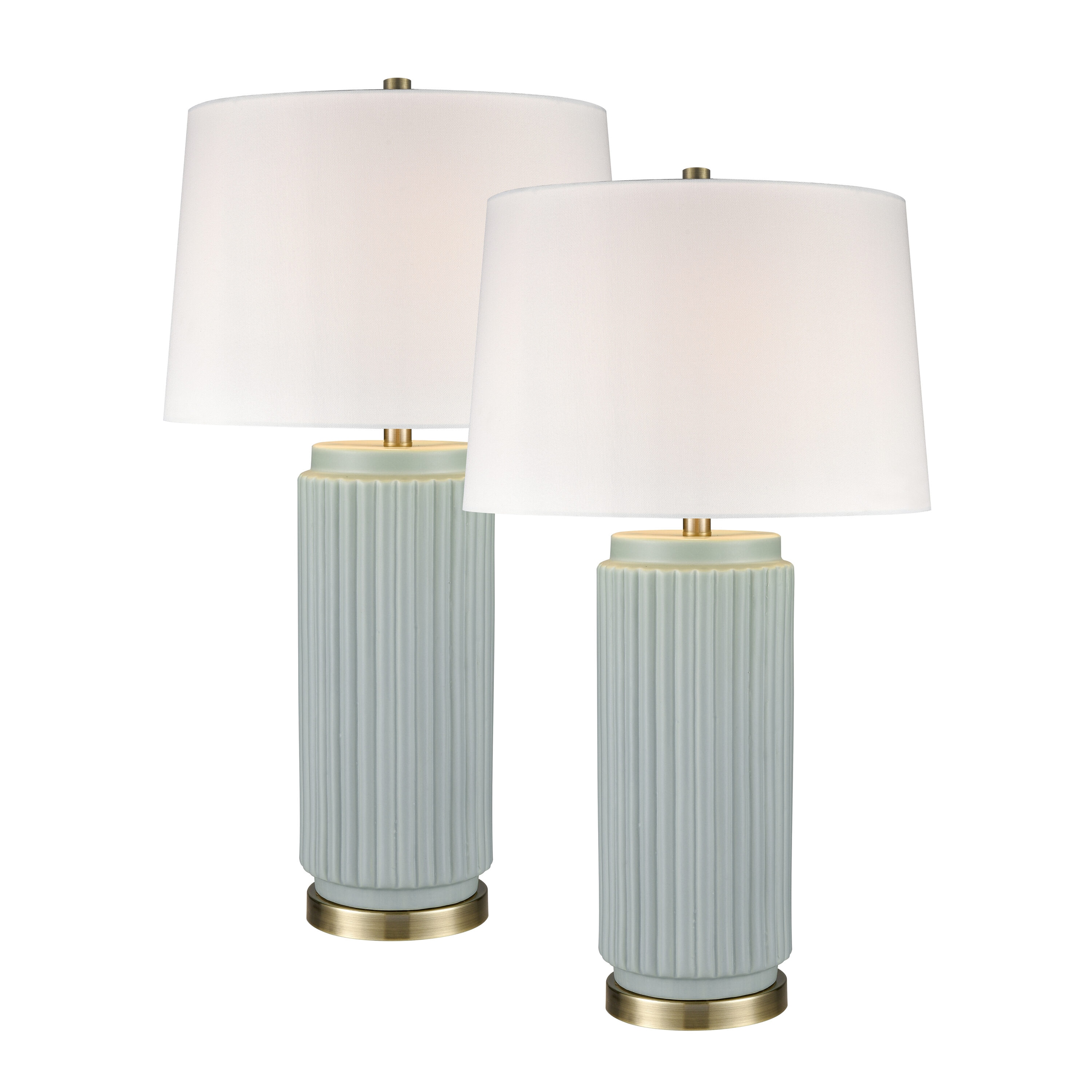 Westmore by ELK Lighting LW-202331305 Chambers 10-Inches Light Blue Glazed 3-way Table Lamp with Fabric Shade