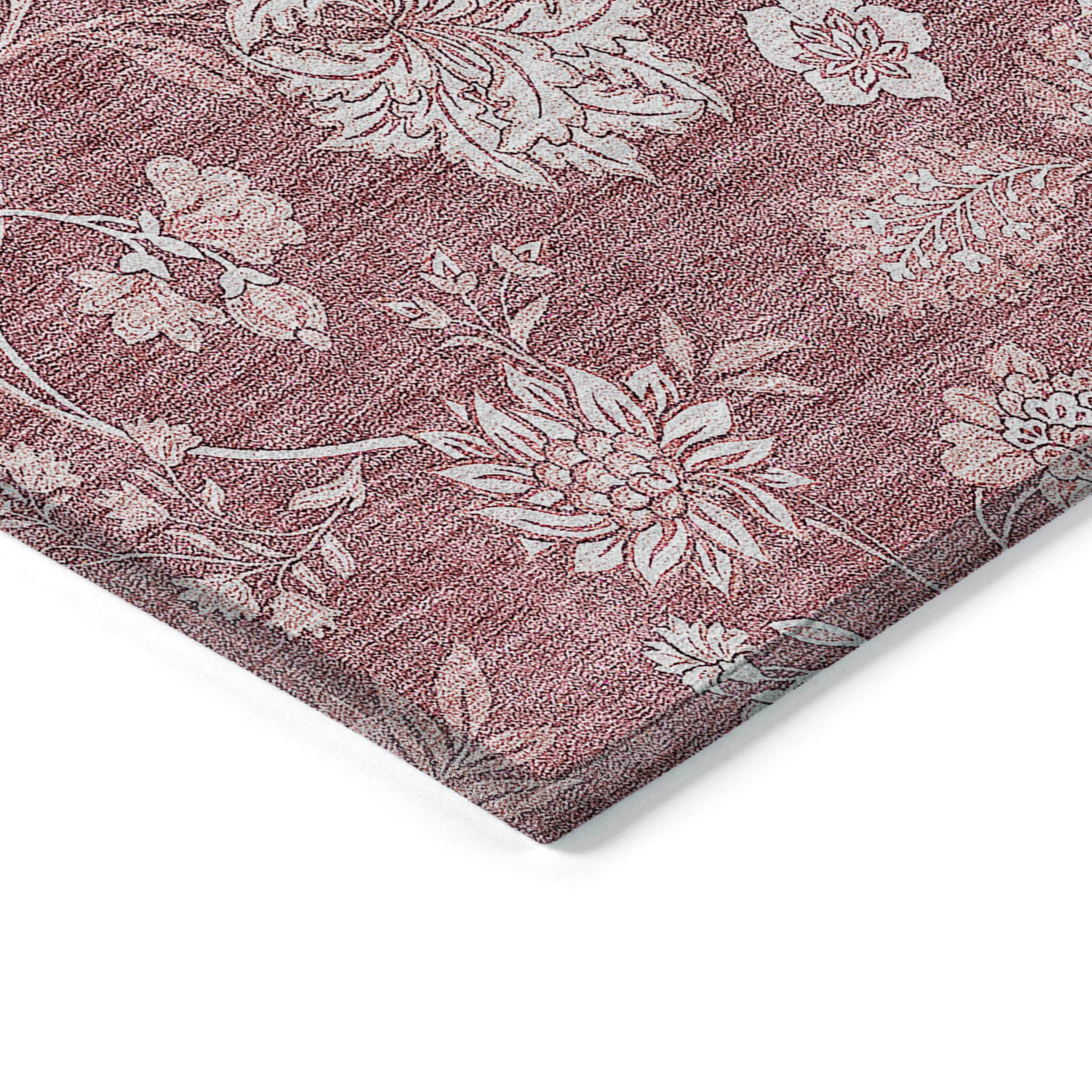 Blush Floral Synthetic 5' x 7' Washable Area Rug