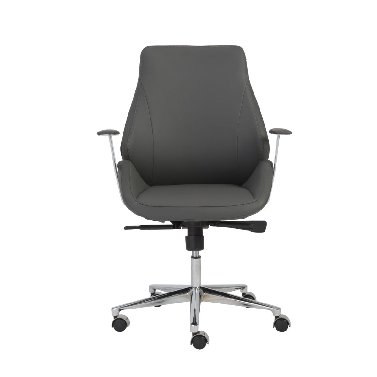HomeRoots 370496 Amelia Gray Contemporary Adjustable Height Swivel Faux Leather Desk Chair