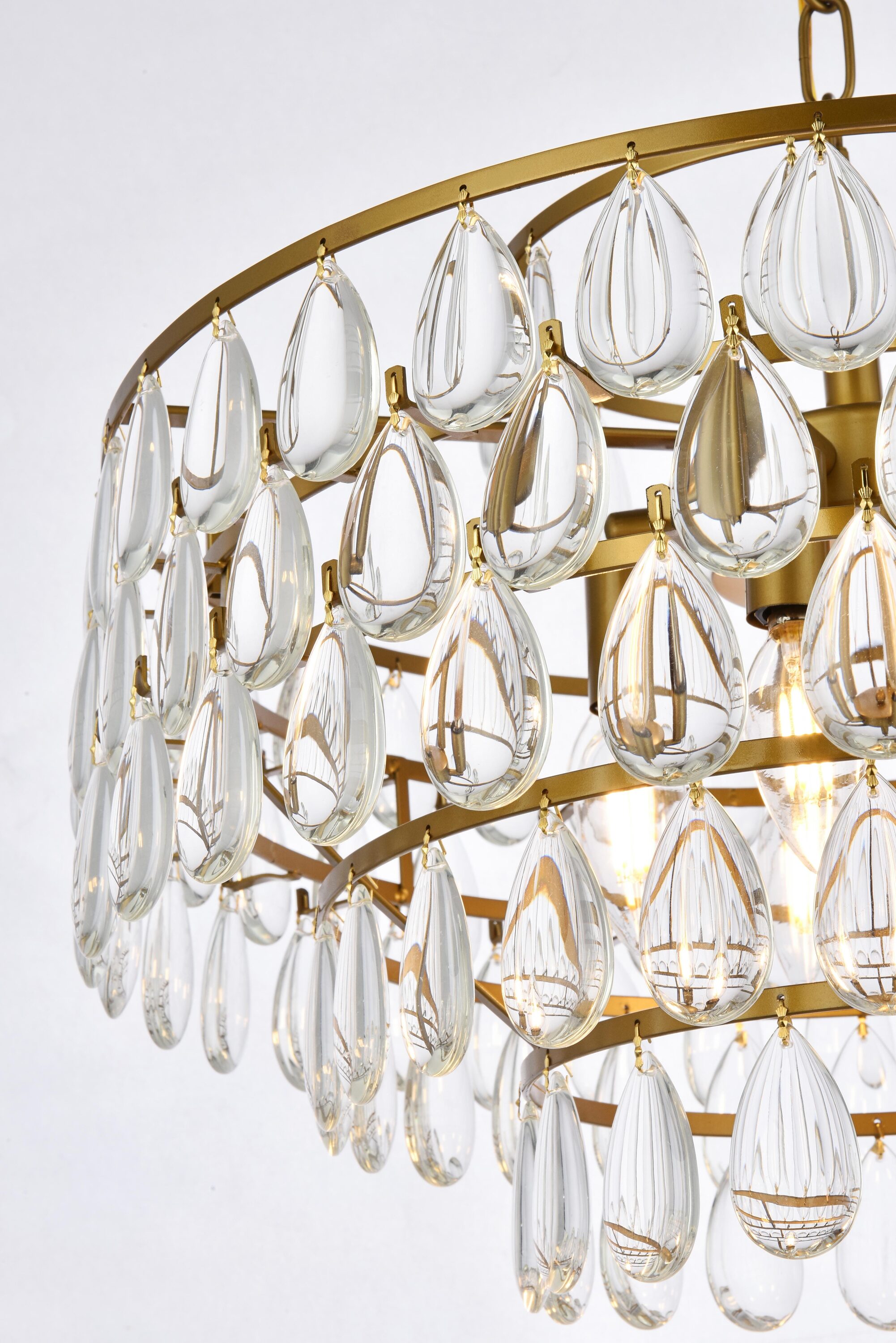 Elegant Brass and Crystal 5-Light Pendant Chandelier