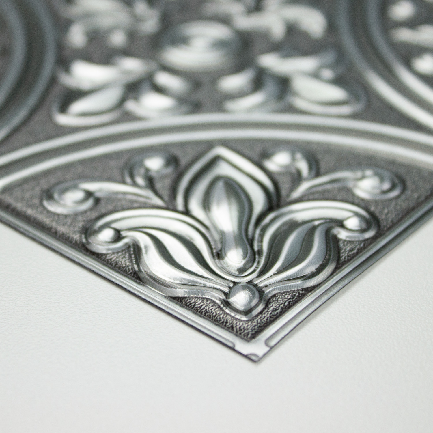 Victorian Silver Tin Peel and Stick Square Tiles
