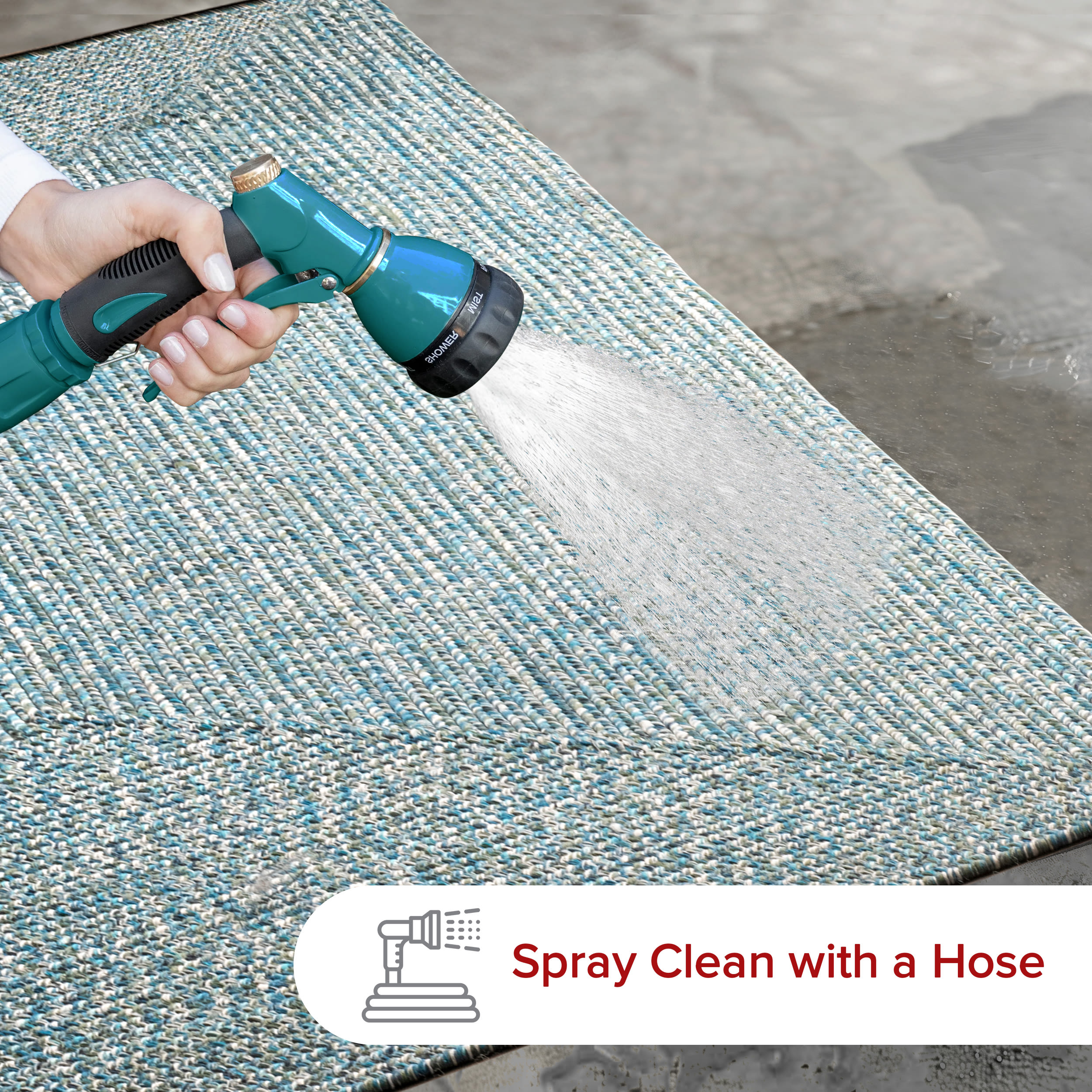 Aqua Braided Synthetic Indoor/Outdoor Area Rug, 4x6