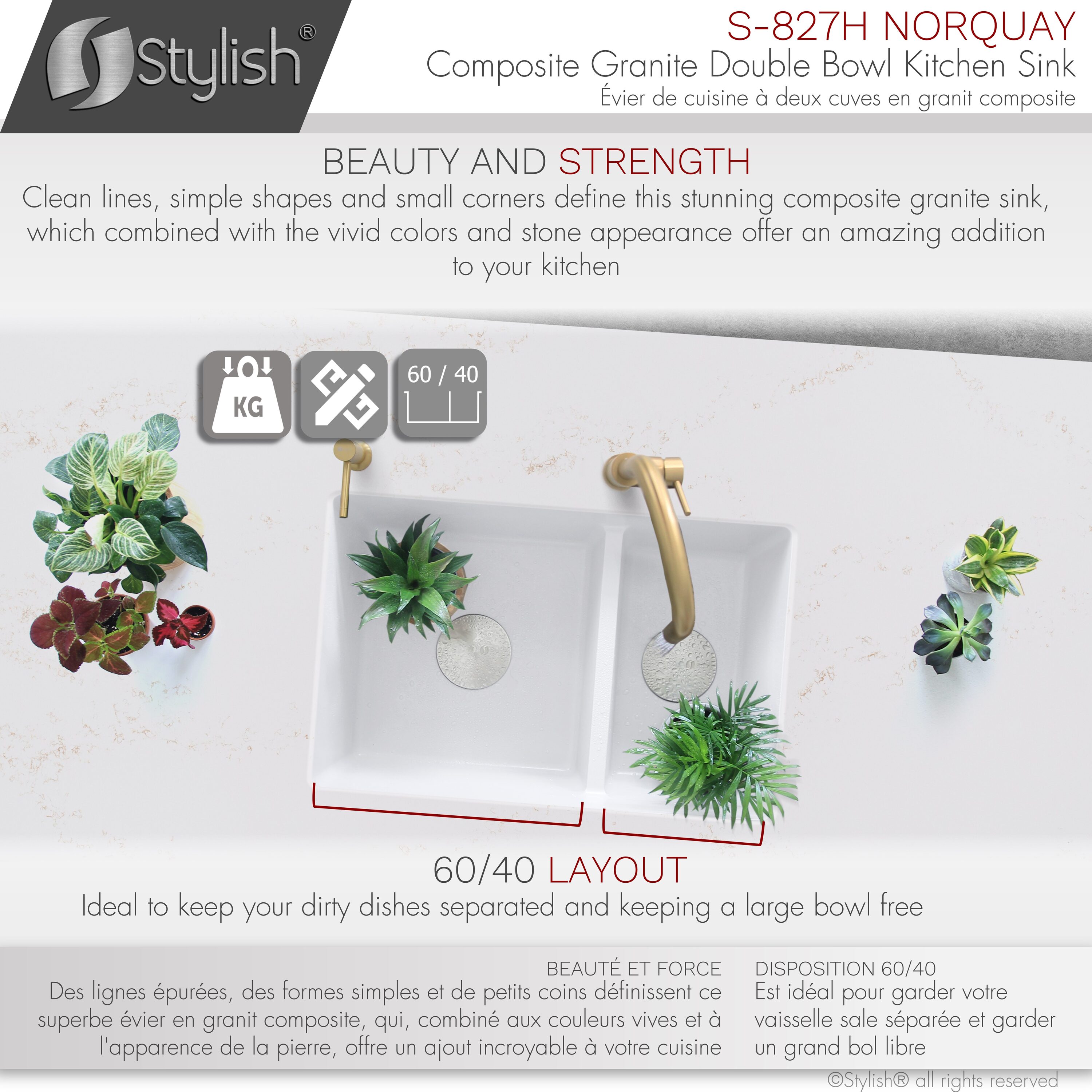 Stylish S-827H1 Kitchen-Sinks - View #4