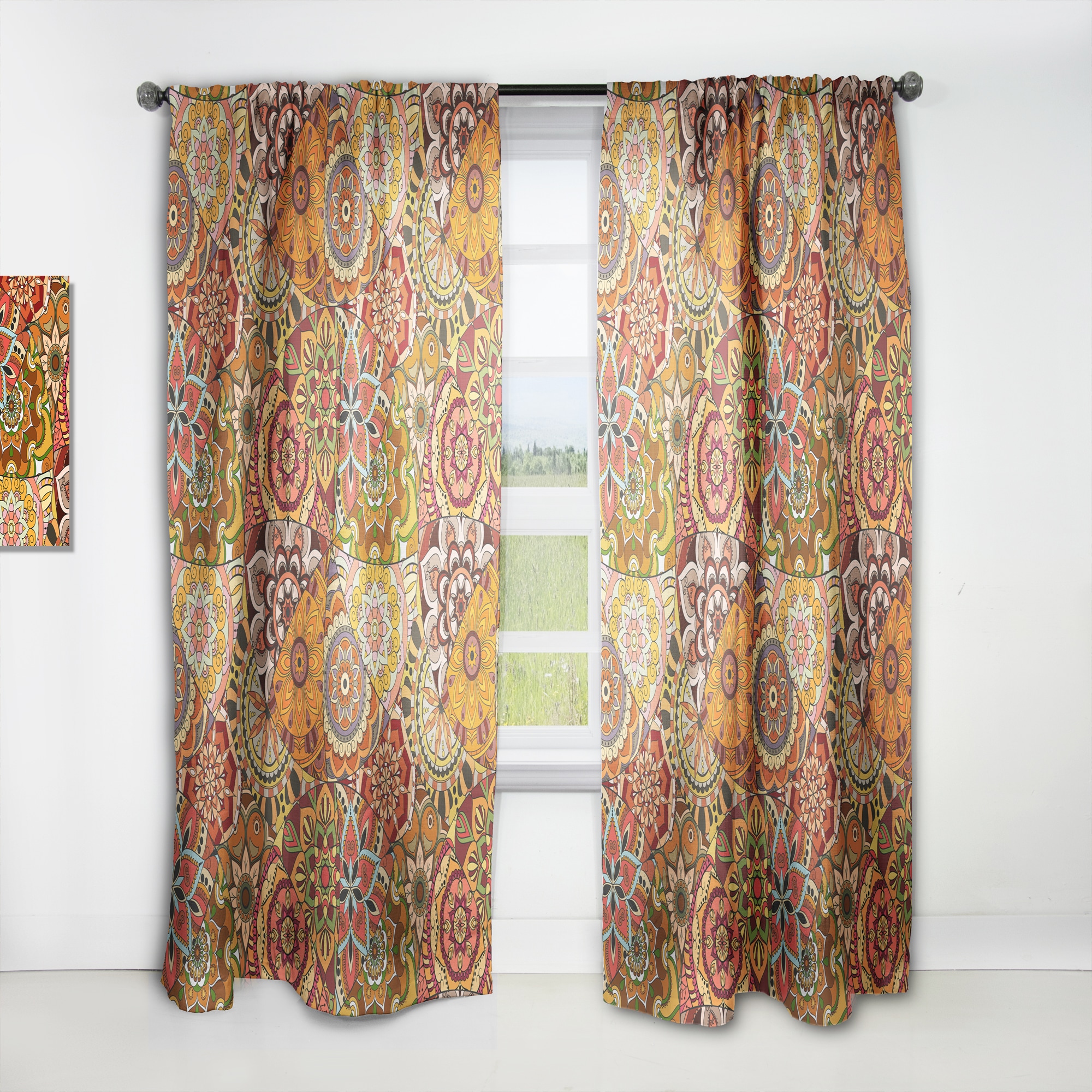 Designart CTN18693-52-95 95-in Orange Room darkening Thermal lined Rod pocket Single curtain panel