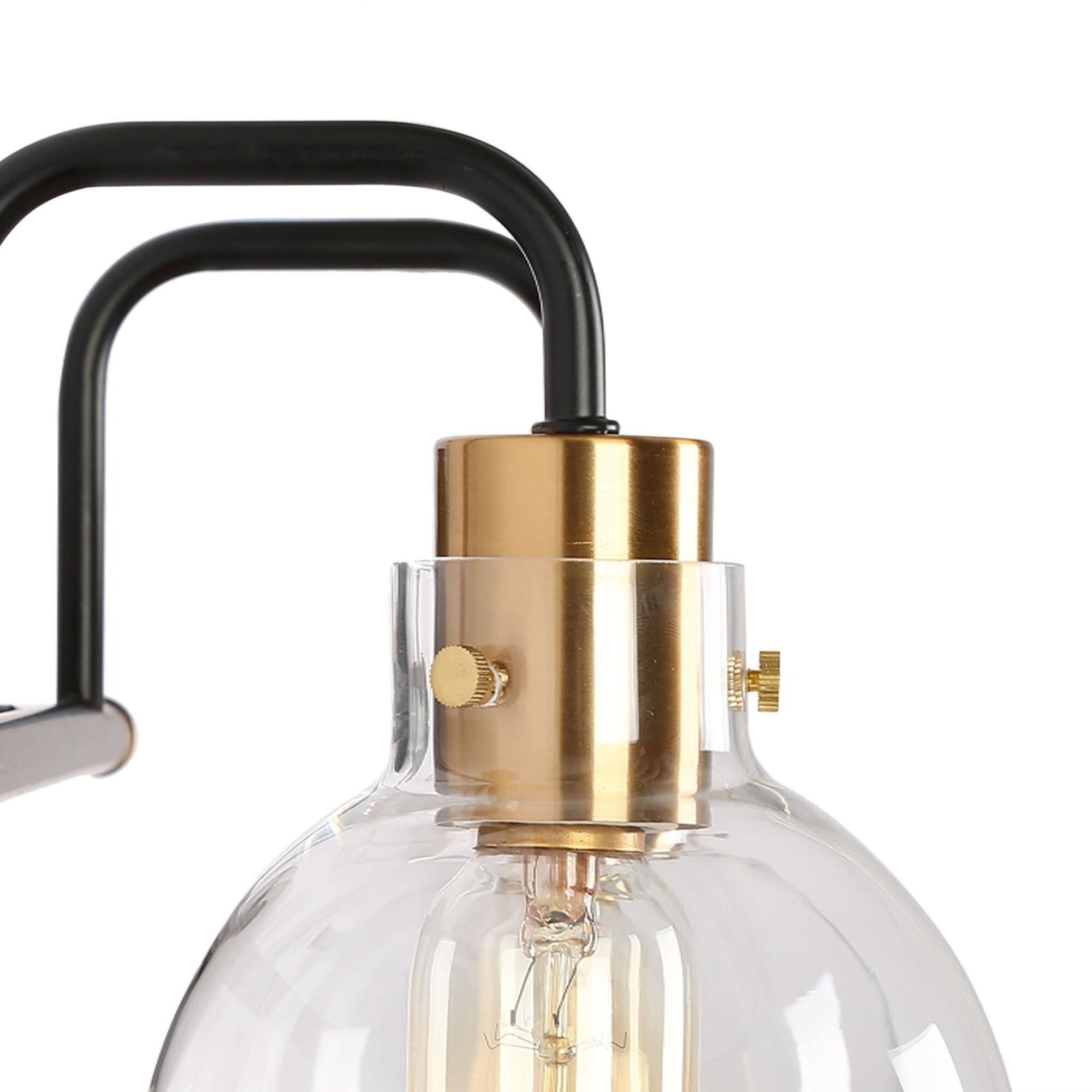ZEVNI Yaltro 14.5-in 2-Light Matte Black/Polished Gold Glass Globe LED  Mid-century Vanity Light