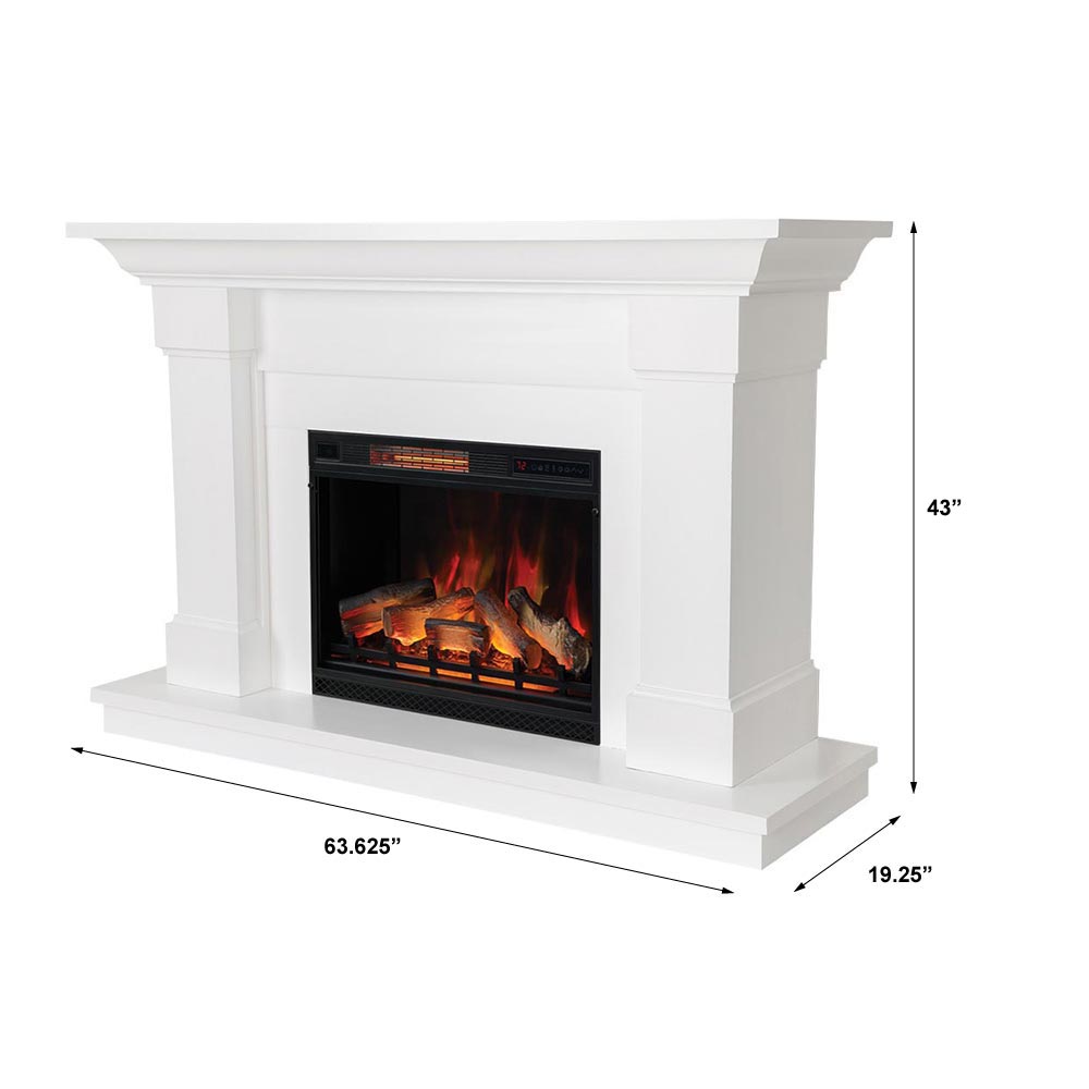 Modern Ember 63.62-in W White Infrared Quartz Electric Fireplace in the ...