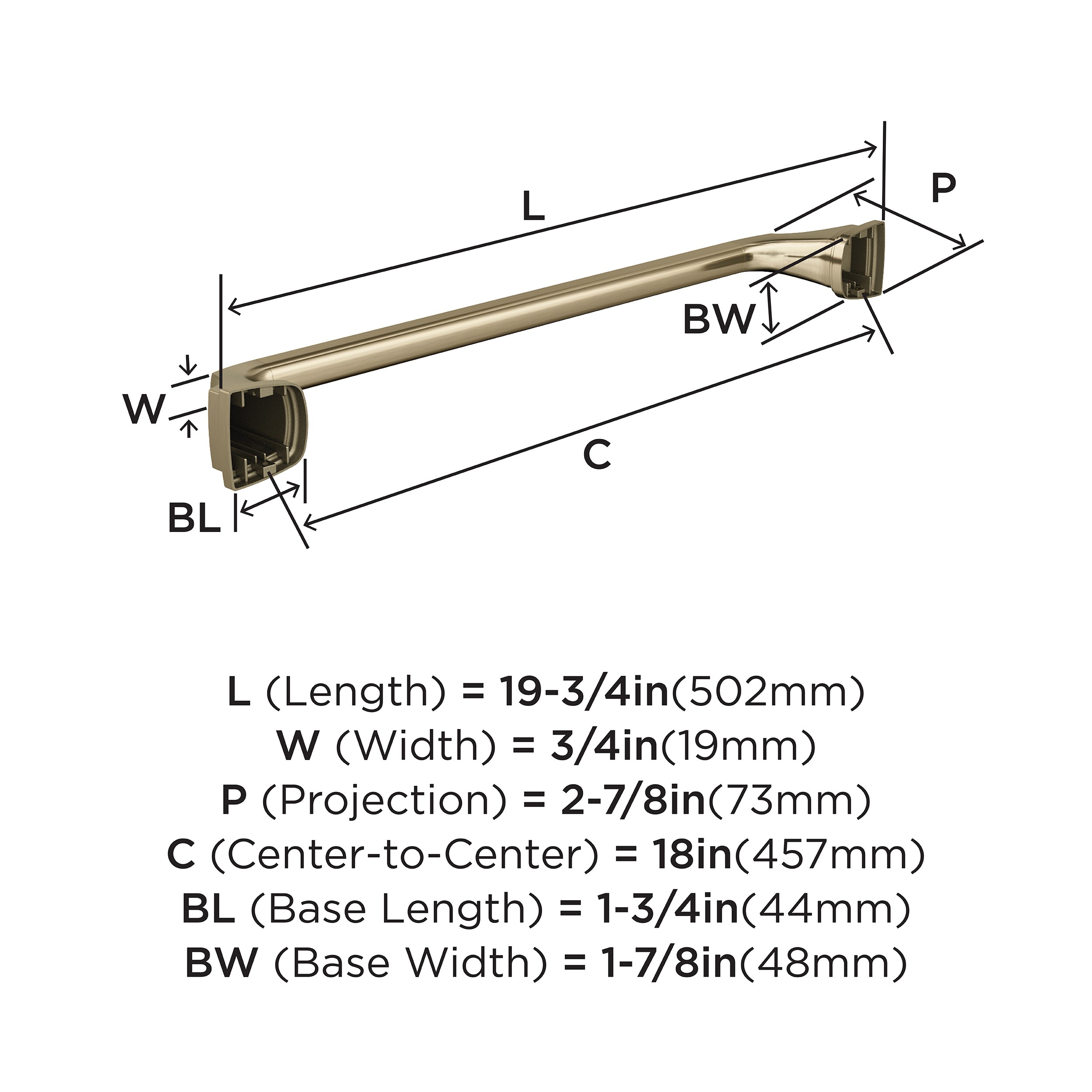 Golden Champagne 18-Inch Wall Mounted Towel Bar
