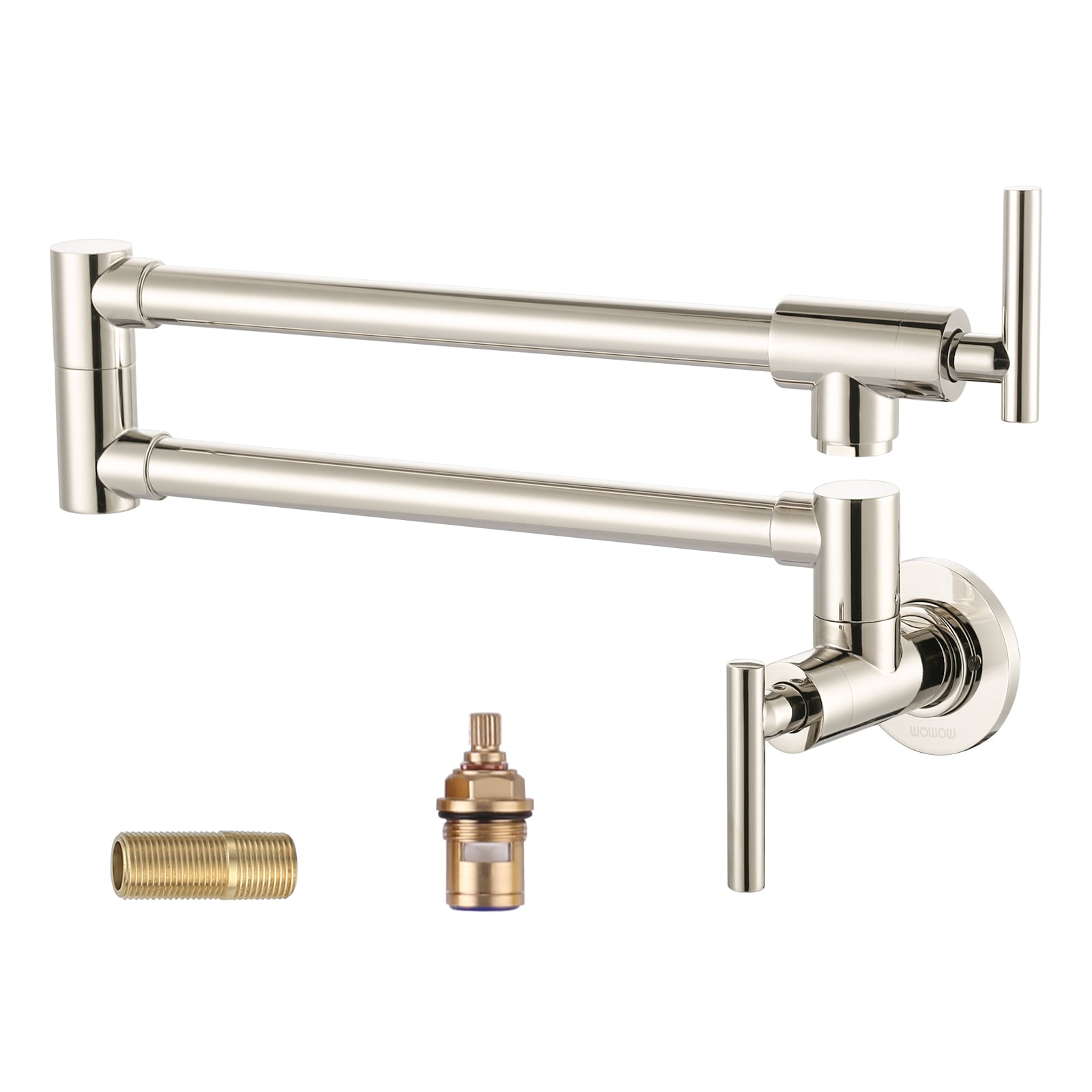 Wowow Polished Nickel Double Handle Wall Mount Pot Filler Kitchen Faucet In The Kitchen Faucets 2239