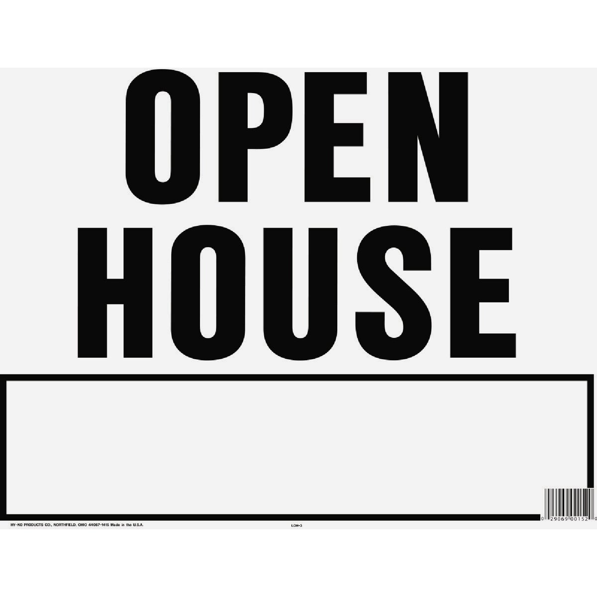 Hy-Ko Products Hy-Ko Corrugated Plastic Lawn Sign with Mounting Bracket Black 20 X 24 Open House