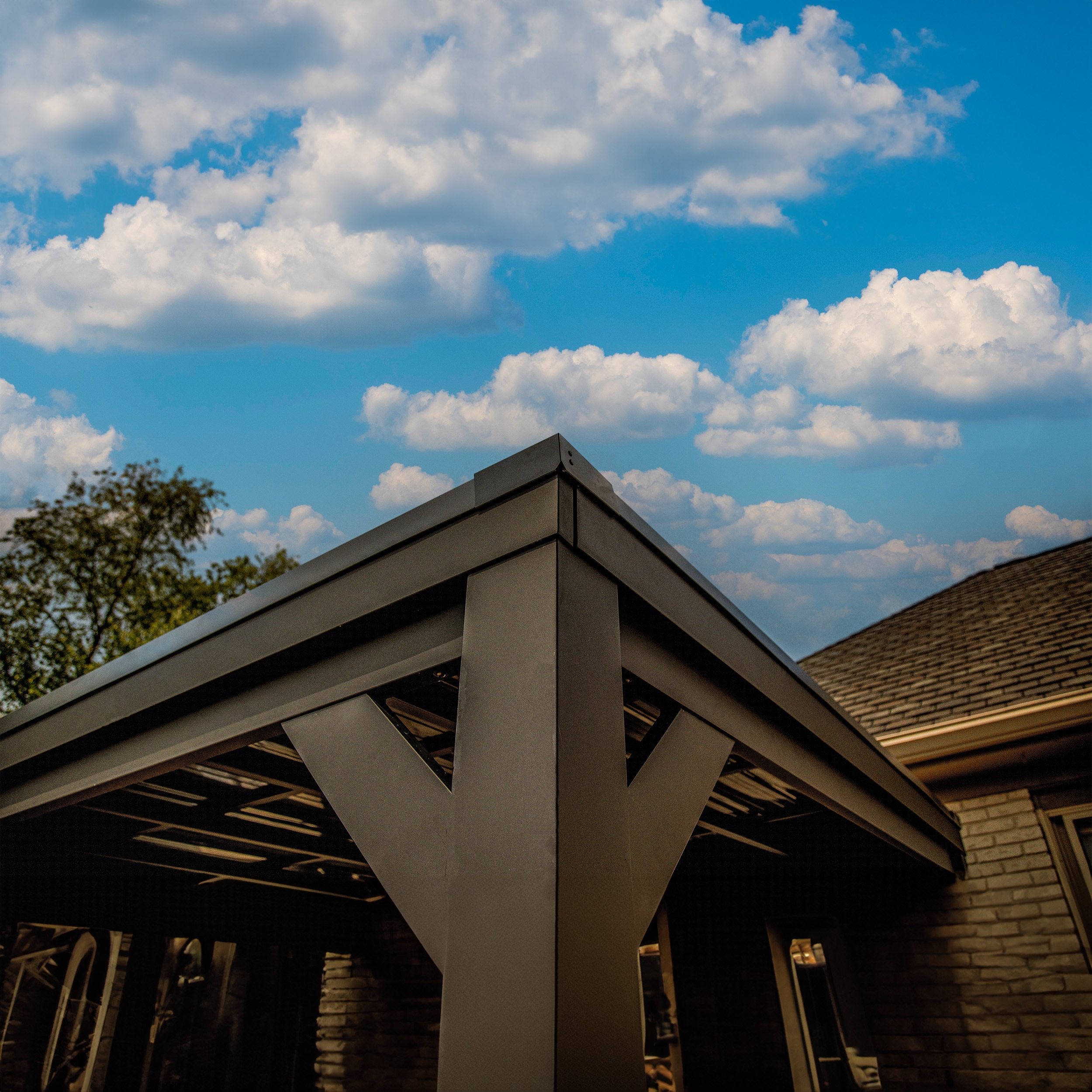 Stonebridge Matte Black Galvanized Steel Slope Roof Gazebo