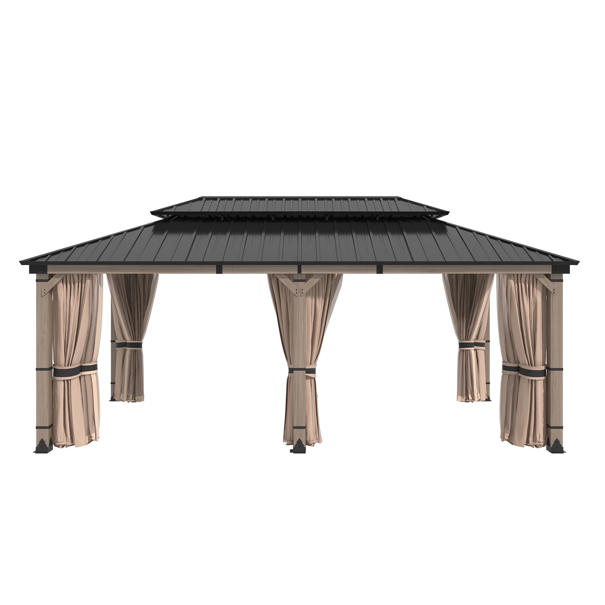Dimakai DK-06KTSC20S9 12-ft x 20-ft Black Gazebo with Hardtop Roof (Screen Included)