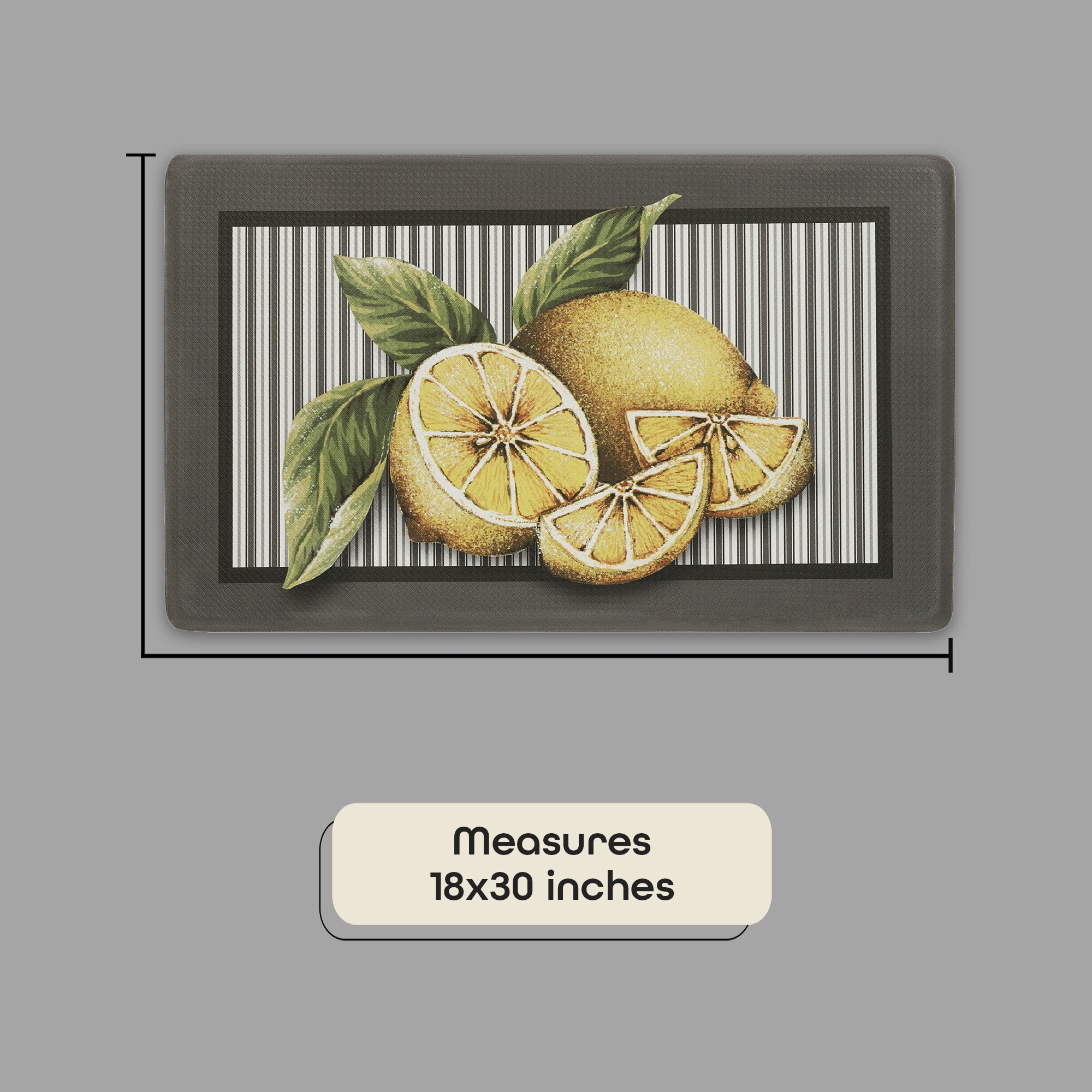 Lemon Drop Yellow and Gray Anti-Fatigue Kitchen Mat