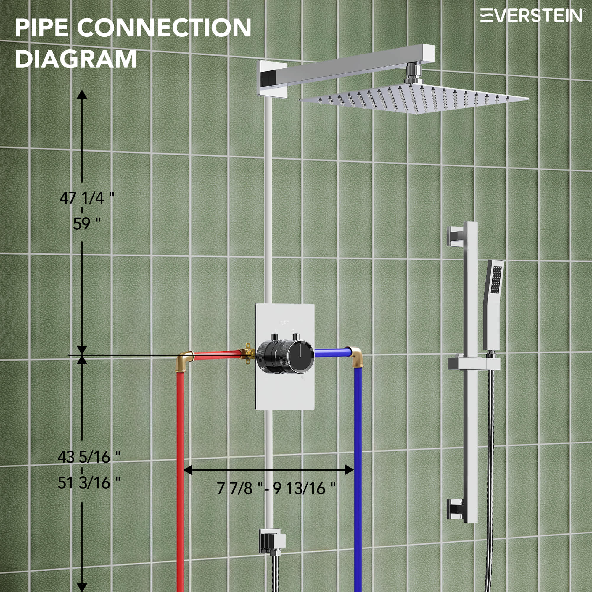 EVERSTEIN SFS-1036-CH10 Showerhead-Bar-Panels - View #12
