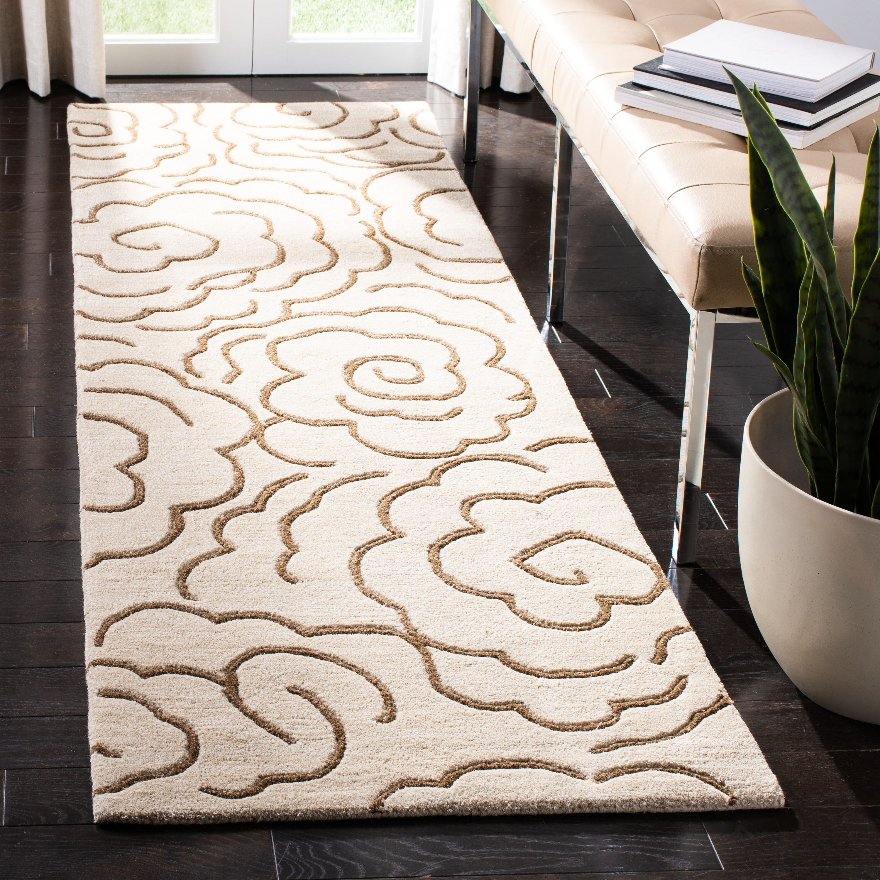  Soh812 Beige/Multi Contemporary 2ft-6in x 14ft Runner Rug
