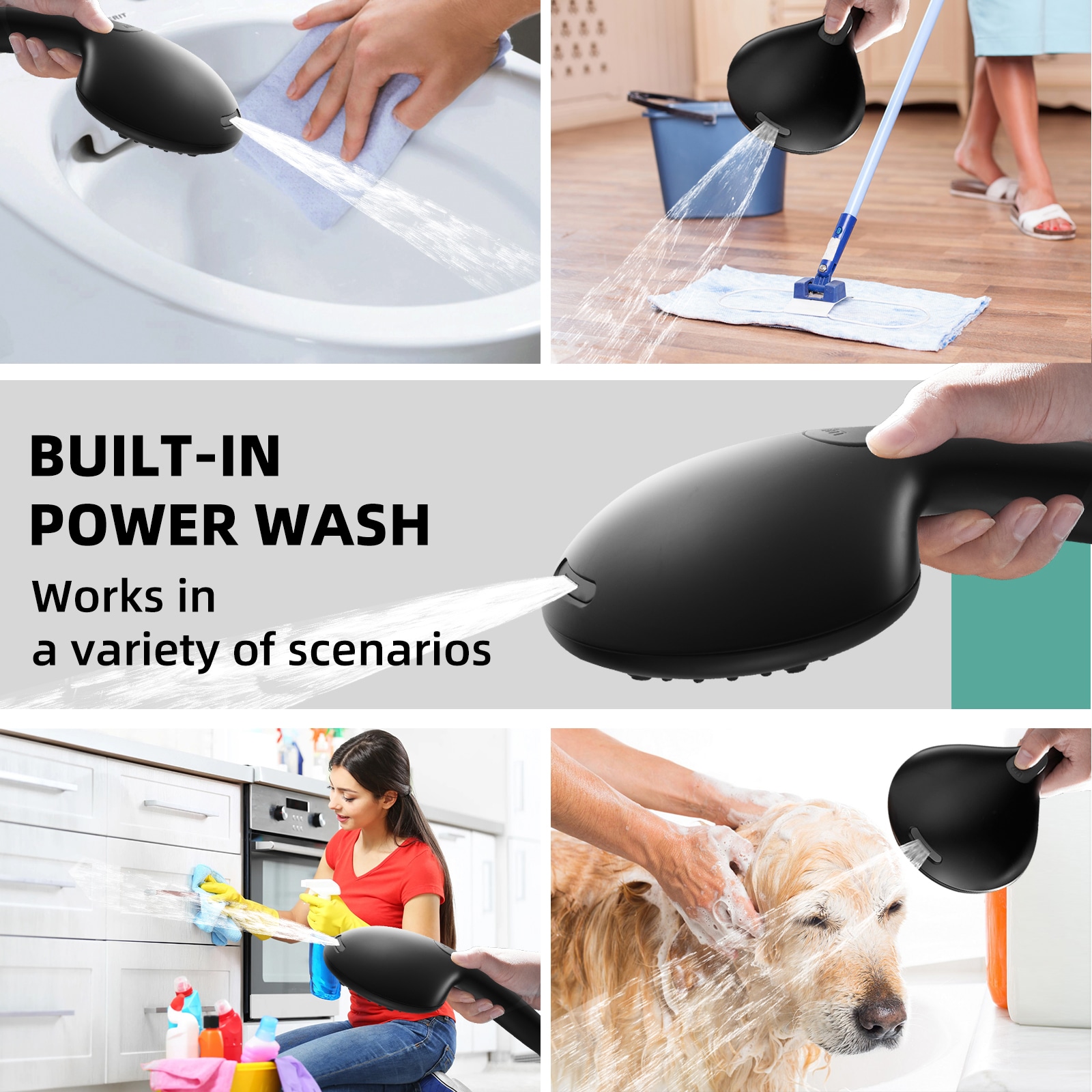Matte Black Handheld Shower Head with Adjustable Spray Settings