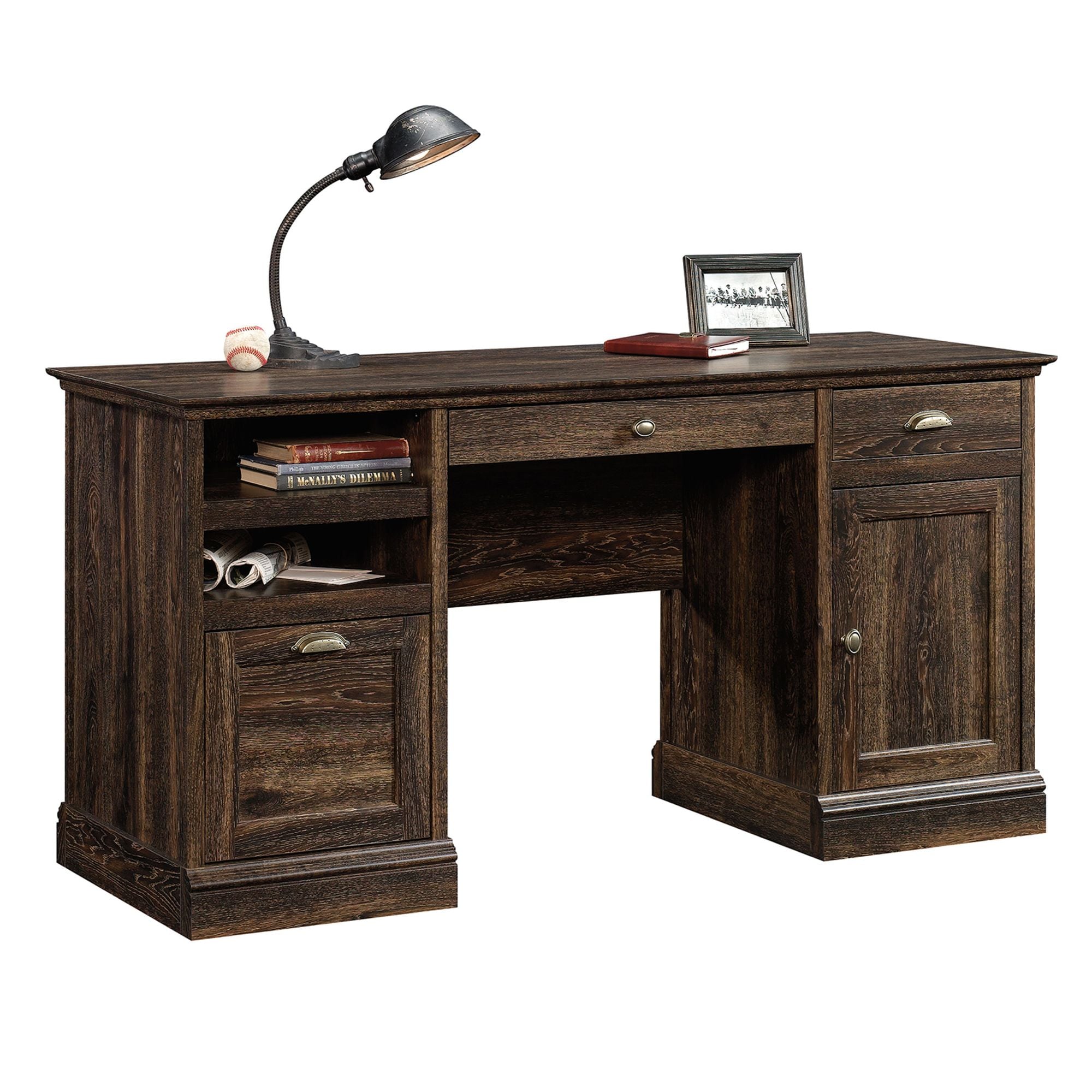 Sauder  Barrister Lane Executive Desk Iron Oak finish