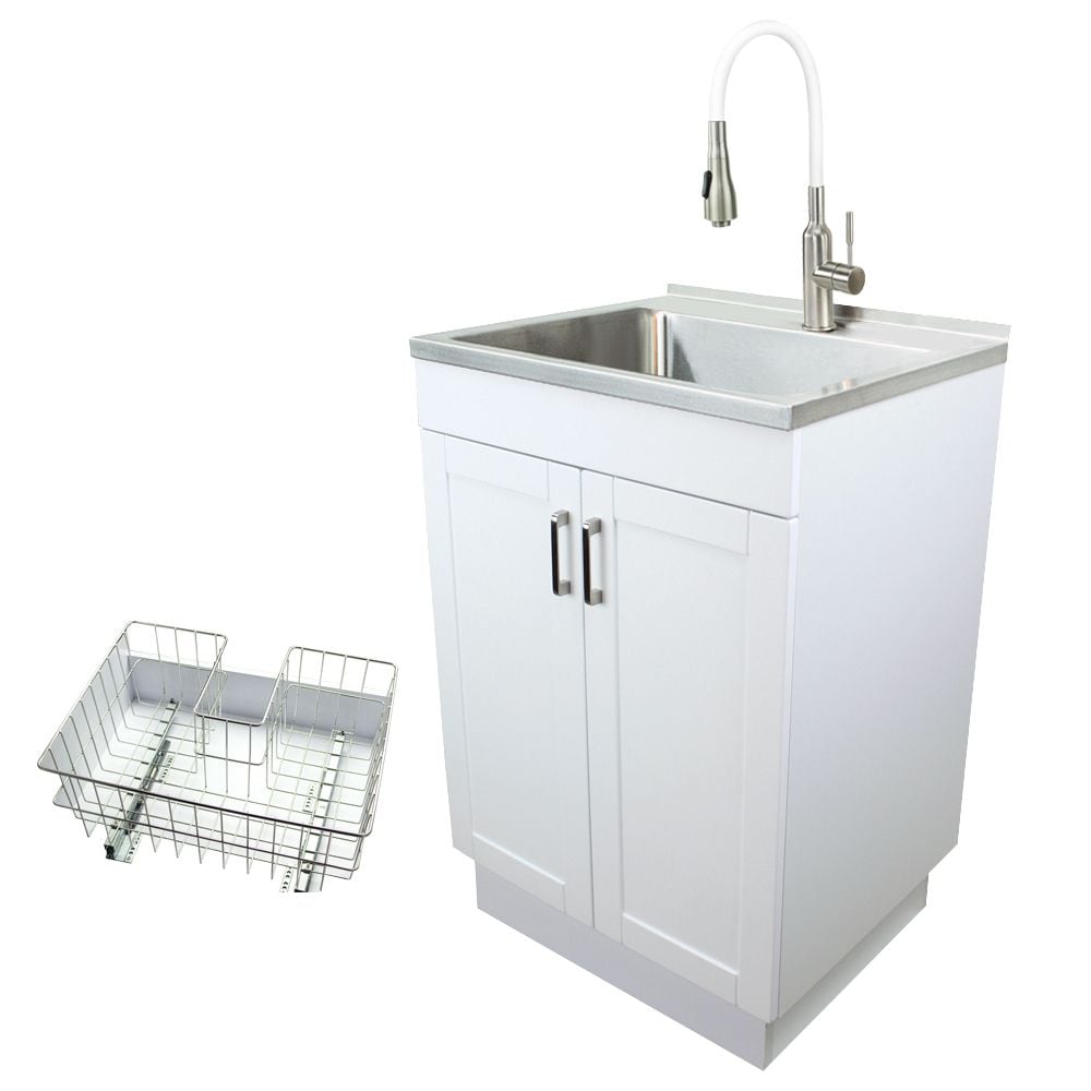 Glacier Bay All-in-One Stainless Steel 24 in Laundry Sink with