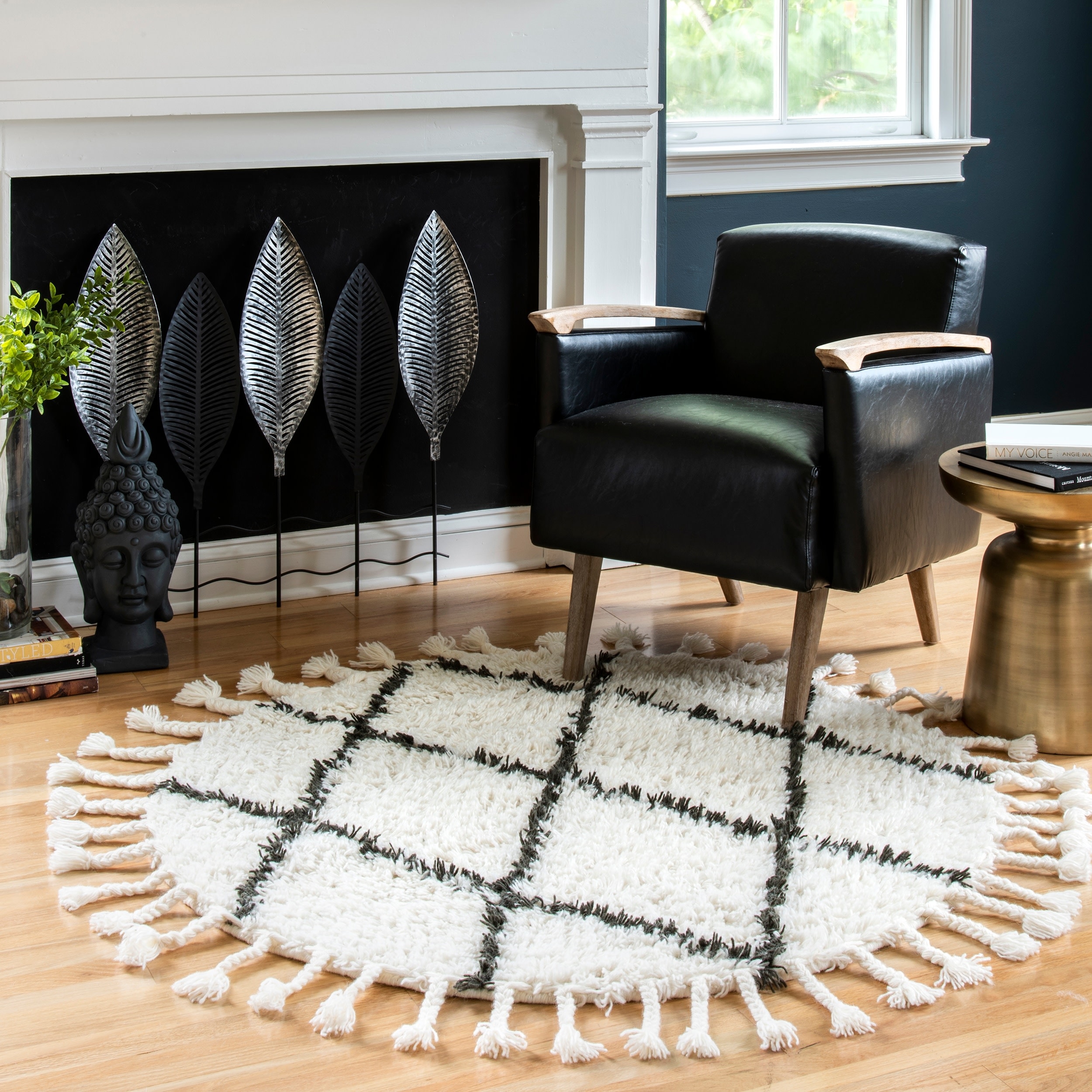 Handwoven Wool Felt Ball 9x12 Ivory Abstract, Geometric Large Area Rug