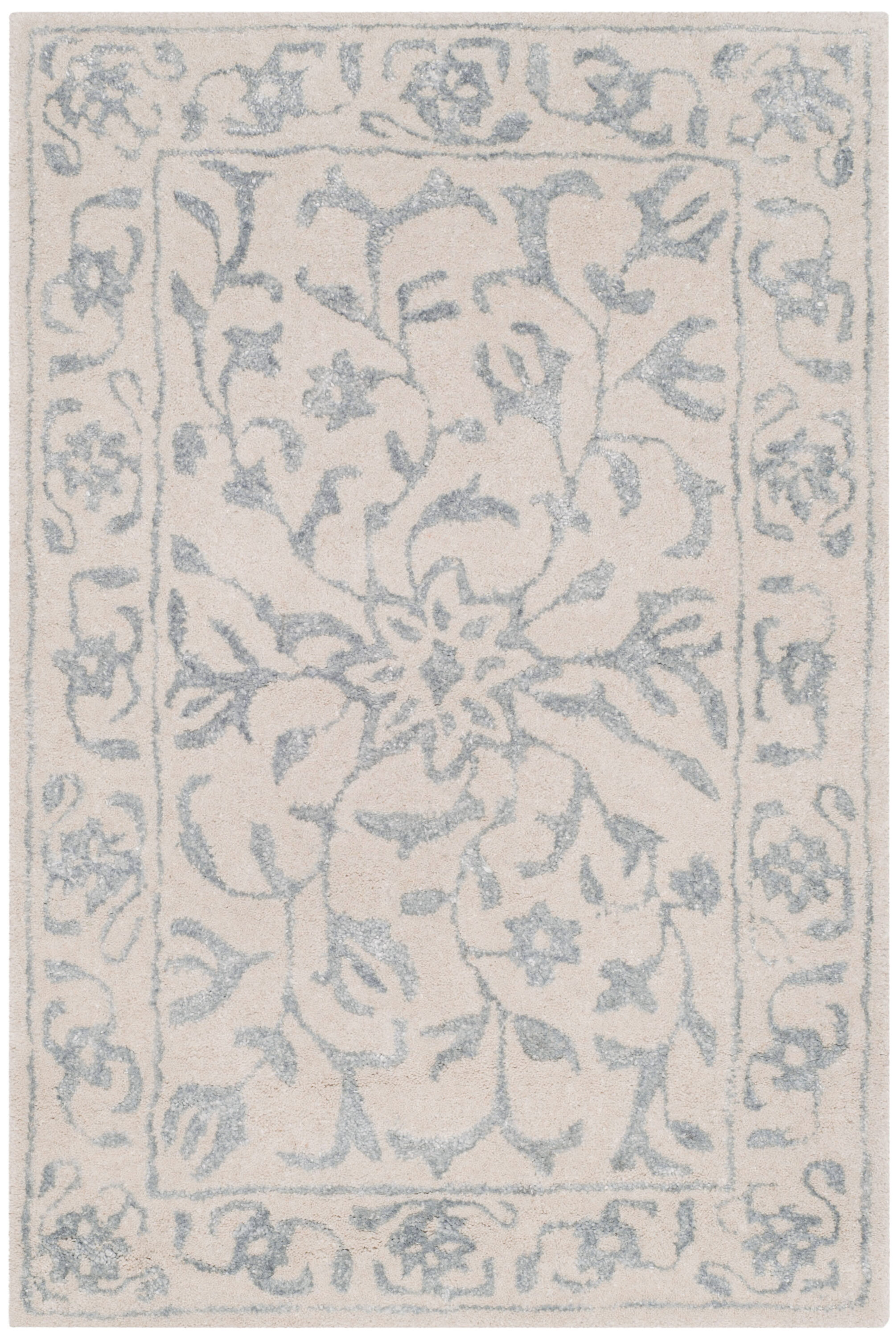 Ivory Elegance 24" Hand-Tufted Wool and Viscose Blend Area Rug