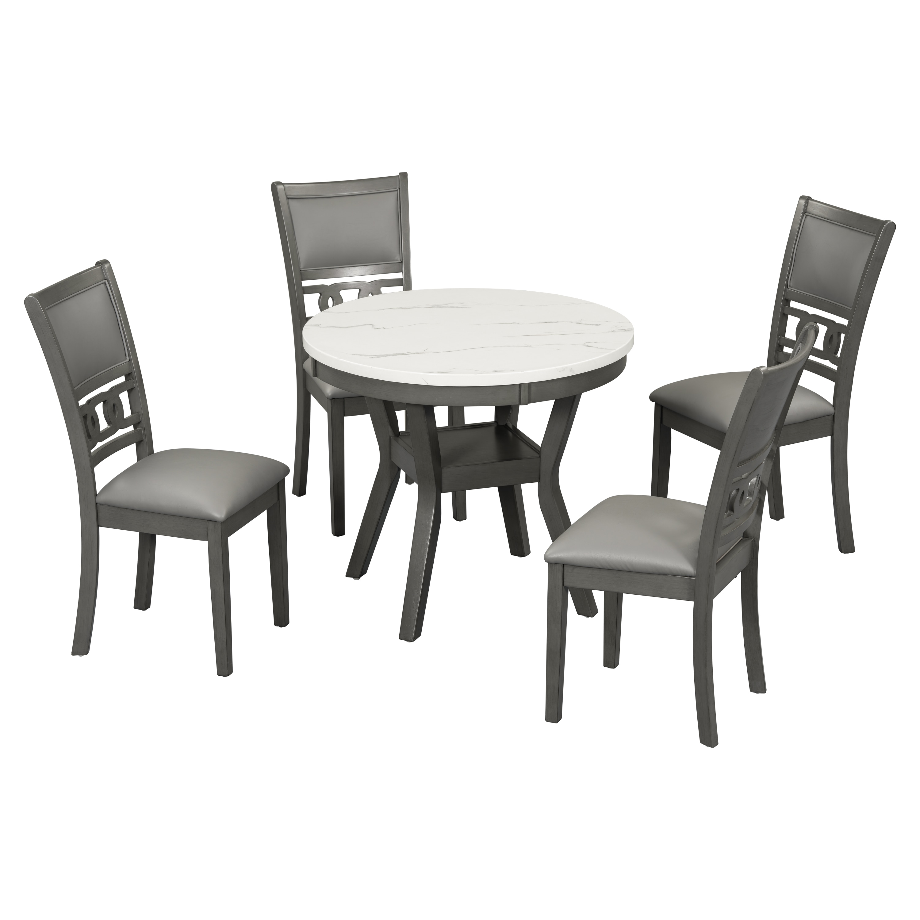 Bayfeve BF-S00138-IN 5-Piece Dining Table set Gray Contemporary/Modern Dining Room Set with Round Table ( Seats 4 )