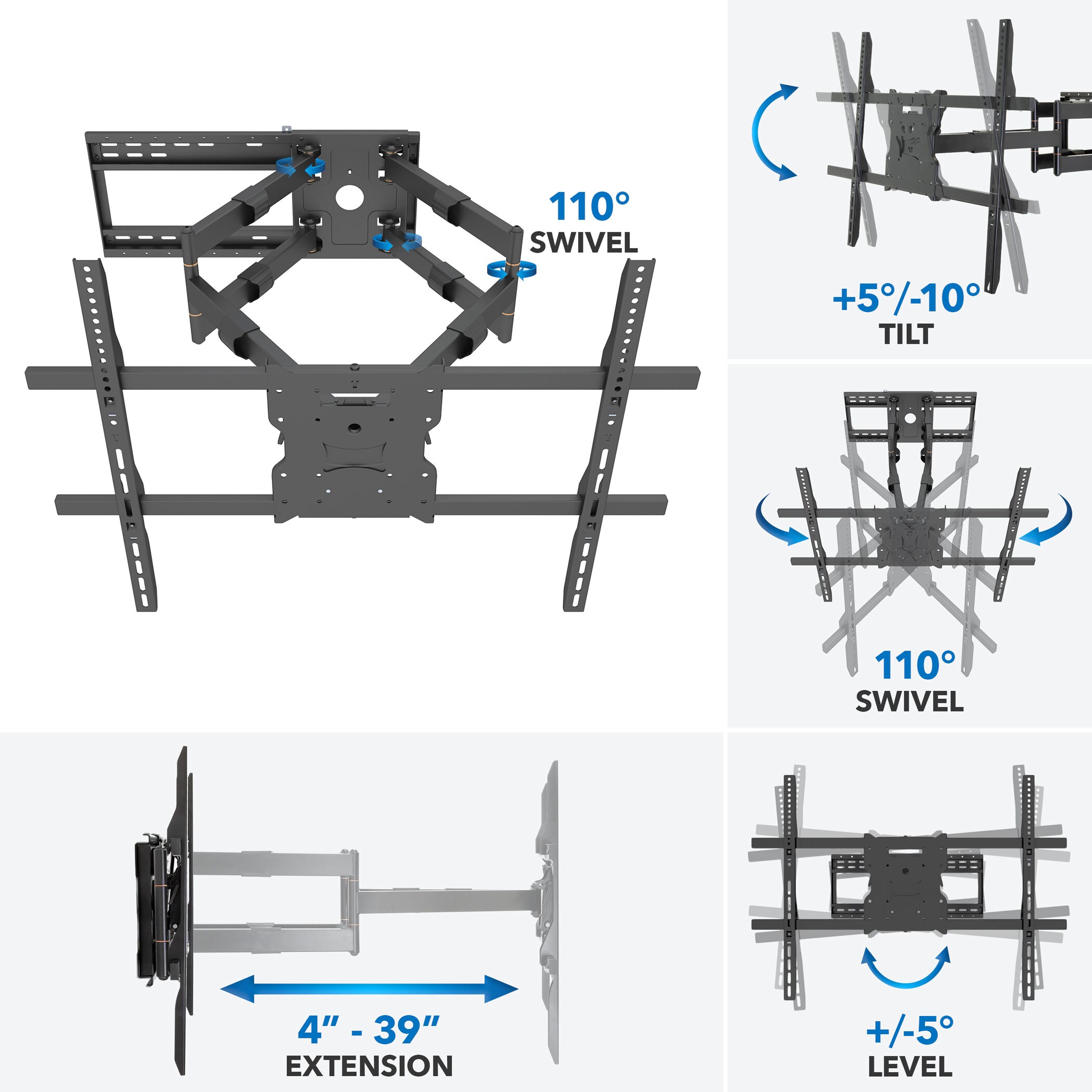 Heavy Duty Full Motion TV Wall Mount for 65-110 Inch Screens