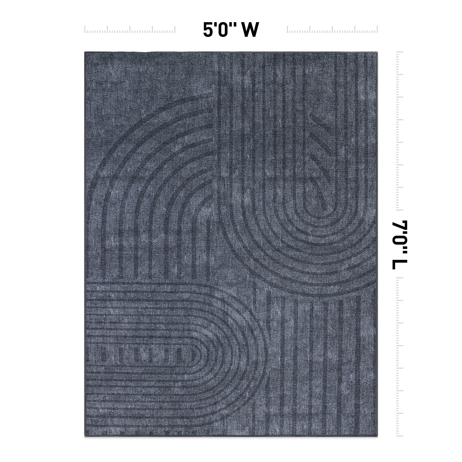 Gray Flat Woven Stain-Resistant 5' x 7' Synthetic Area Rug