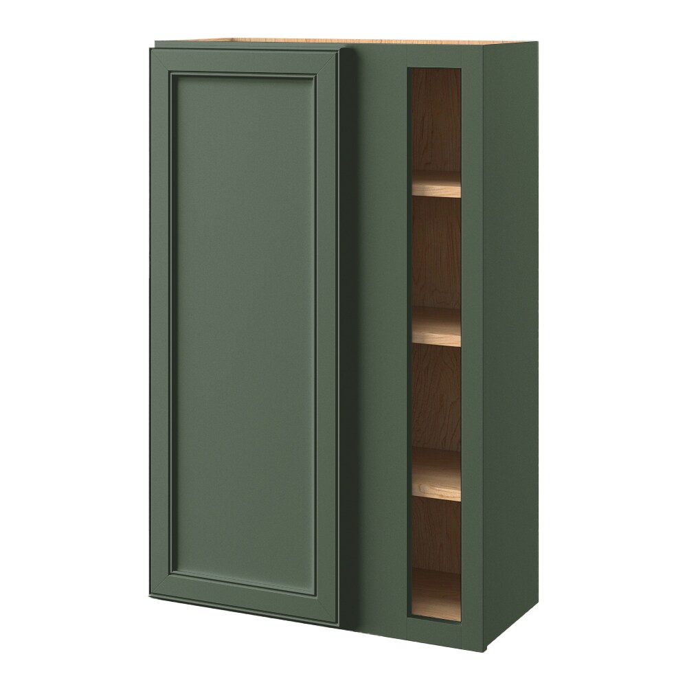 allen + roth Heathrow 27-in W x 42.125-in H x 12-in D Sage Blind 1-Drawer Corner Wall Fully Assembled Cabinet (Recessed Panel Square Style) in Green -  1106HR