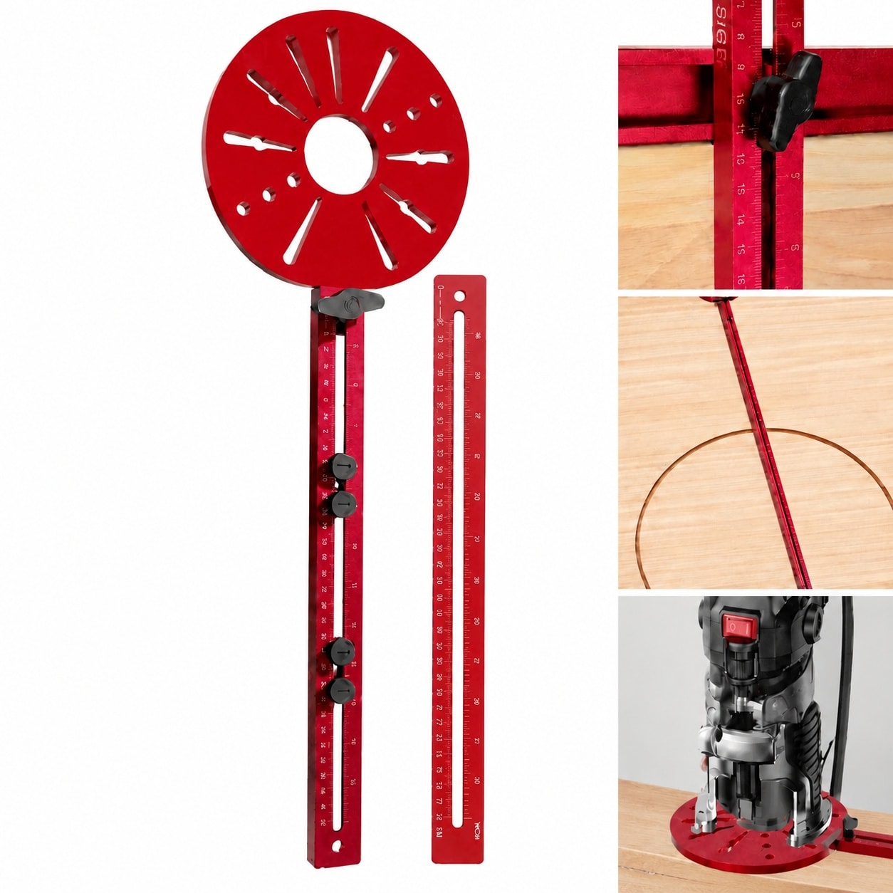 Linder Group Inc - Router circle cutting jig 4 in 1 adjustable aluminum alloy milling groove brac...
