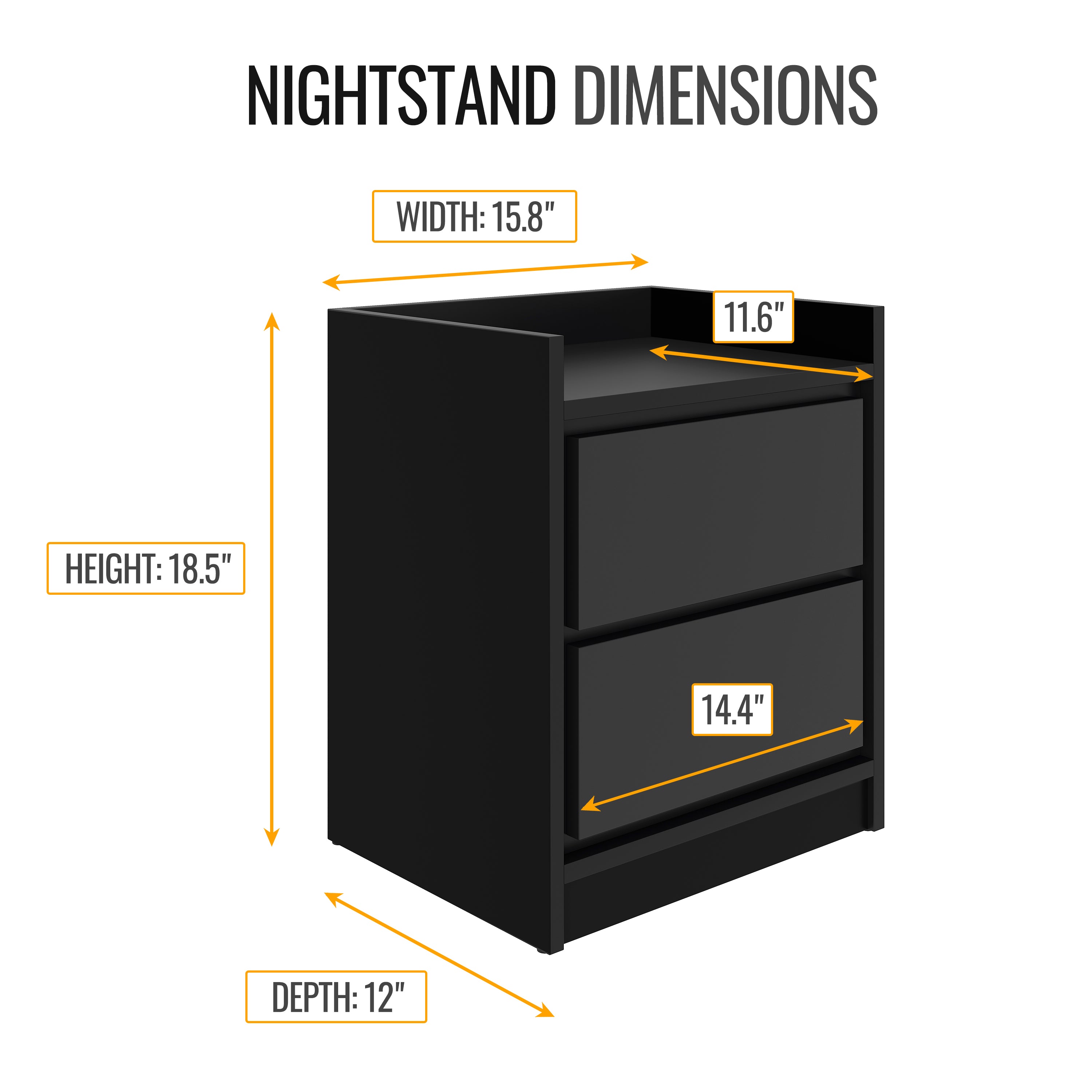 Boyd Sleep ADNSBK166 Adagio Low Profile Nightstand with Swing Front Door Storage