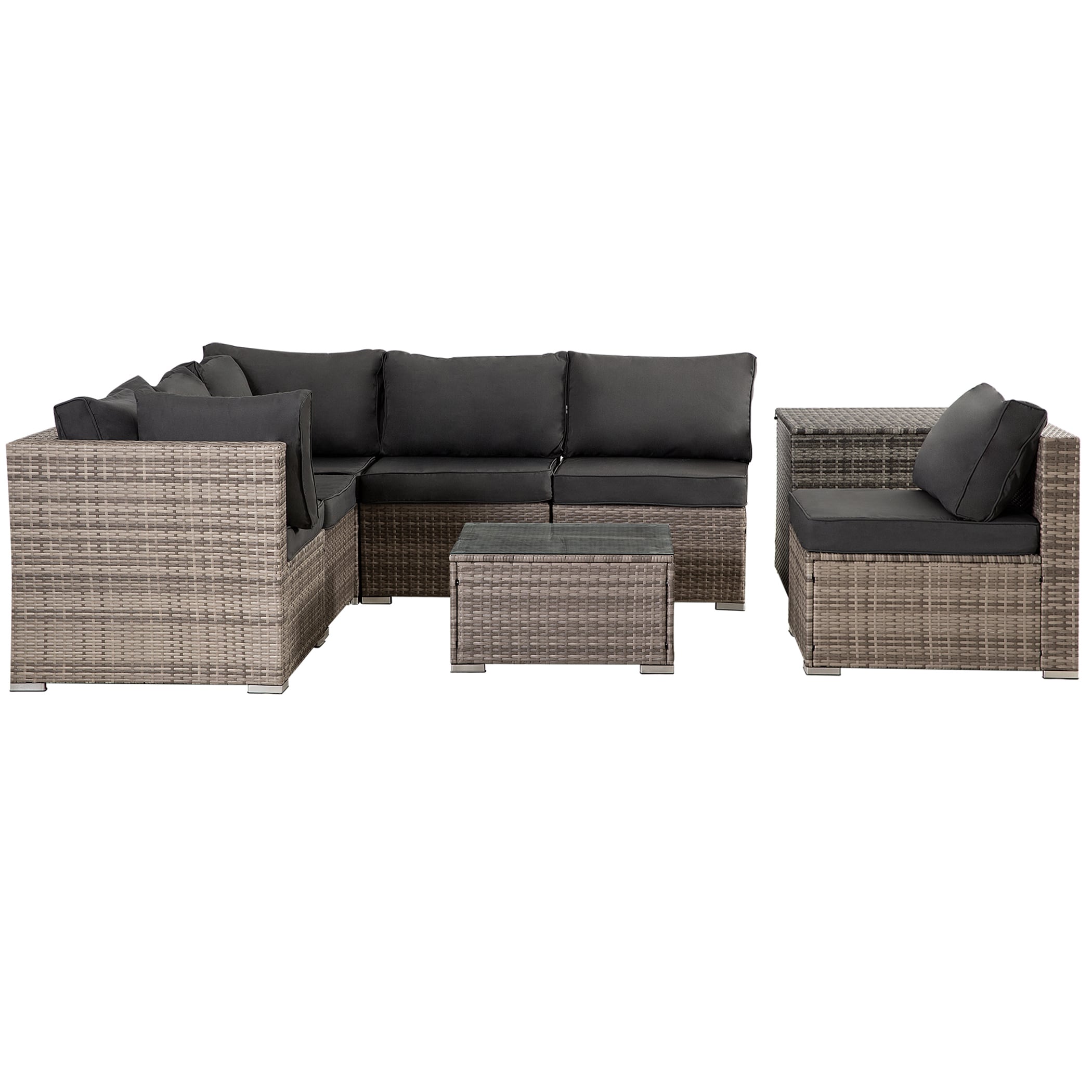 FOREST HOME 7-Piece Rattan Patio Conversation Set with Gray Cushions at ...