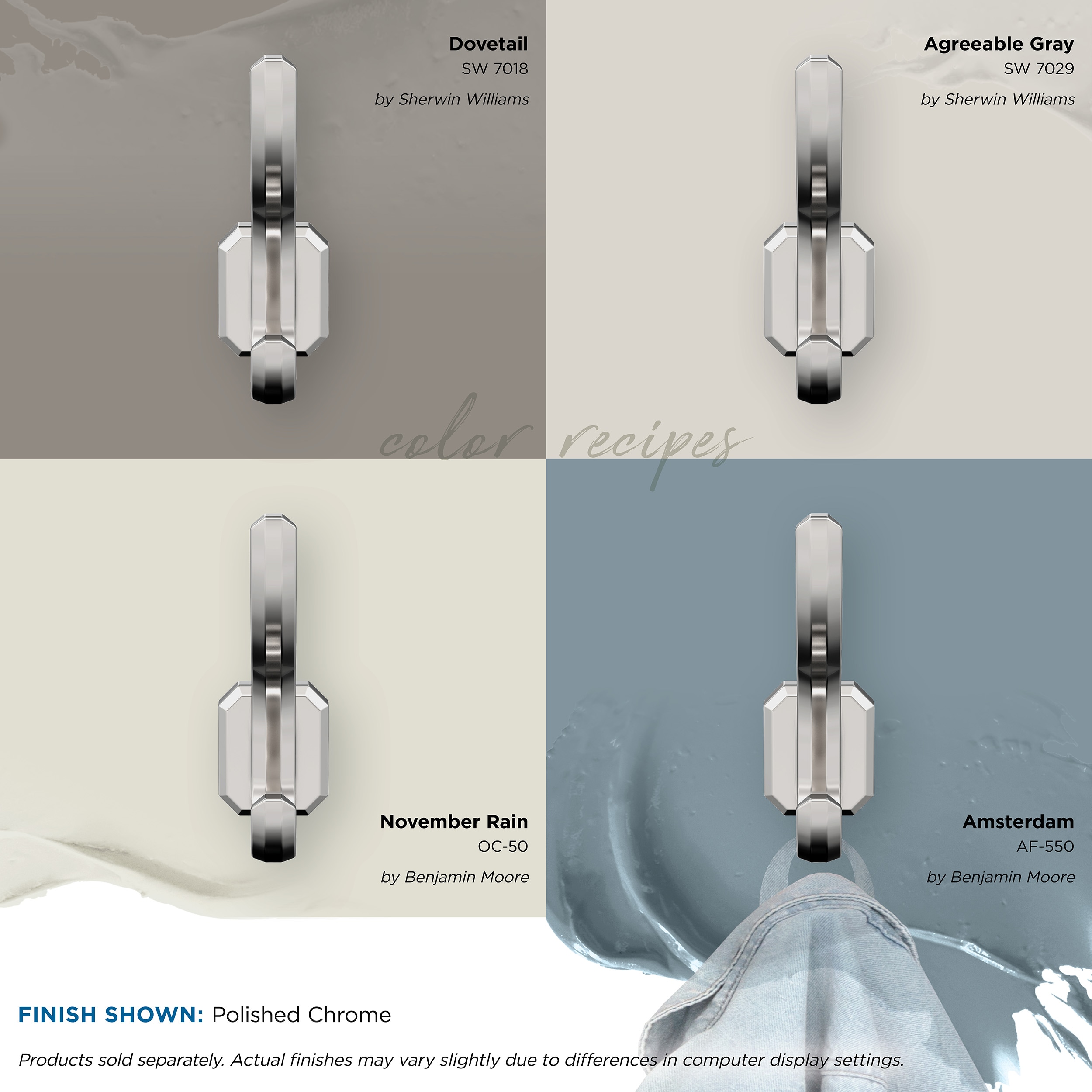 Granlyn Chrome Double Prong Decorative Metal Wall Hook