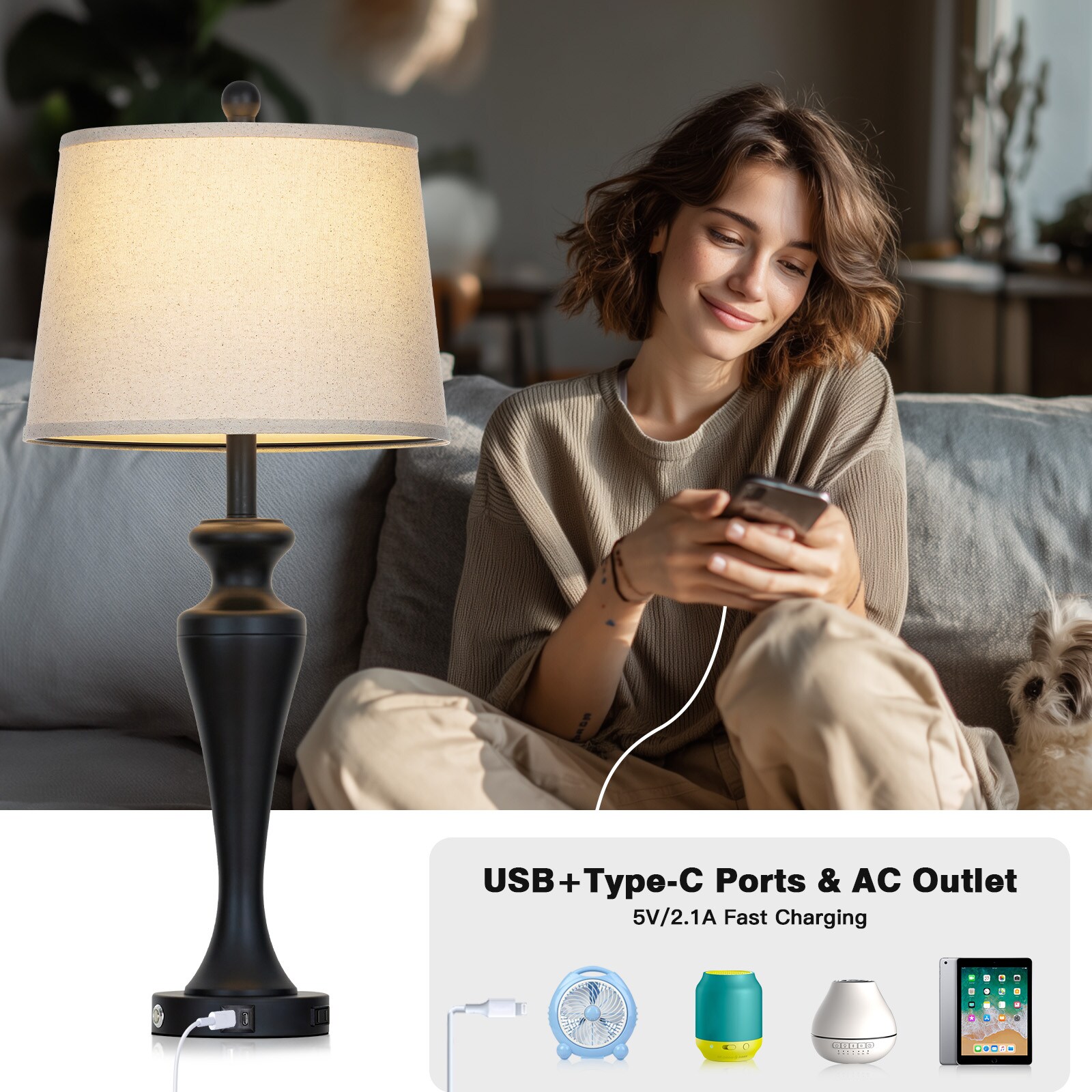 UrFurnishings TD-726 Table-Lamps - View #3