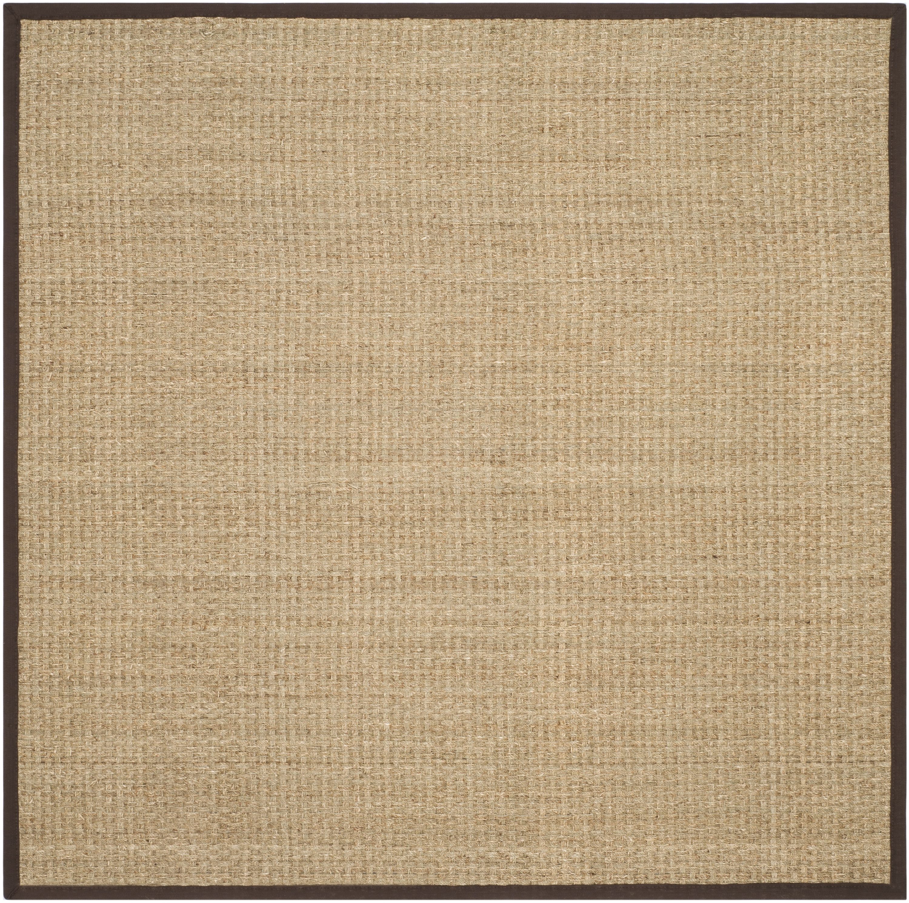 Safavieh NF114K-8SQ Natural Fiber Hampton 8 x 8 (ft) Loomed Seagrass Natural/Dark Brown Square Indoor Solid Coastal Area rug