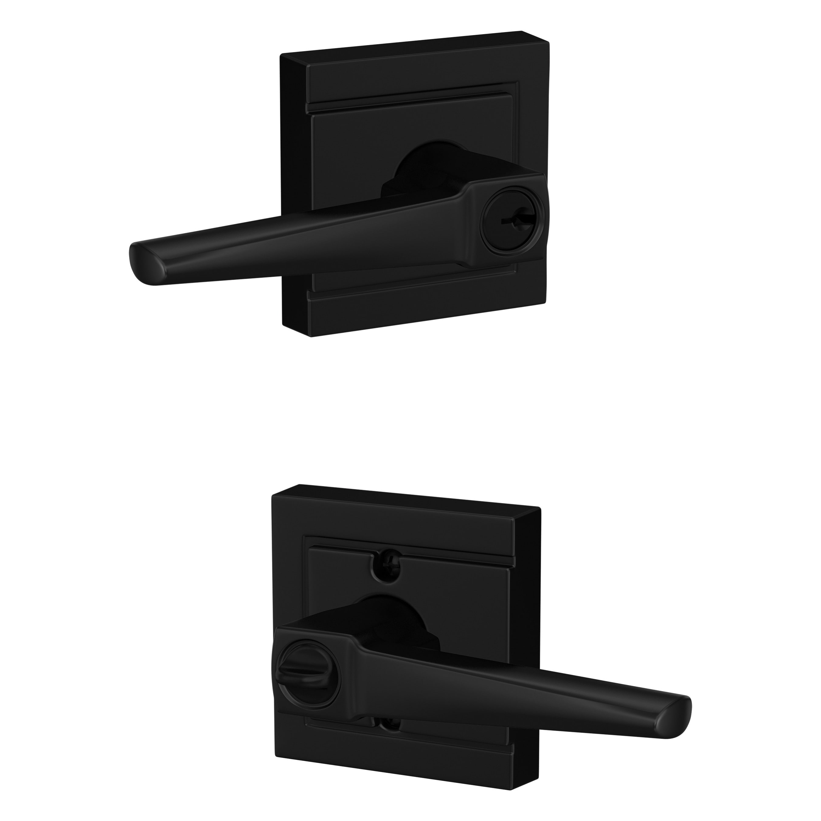 Schlage F51A ELR 622 ULD Custom Custom Eller - Upland Matte Black Universal Exterior Keyed entry Door Handle
