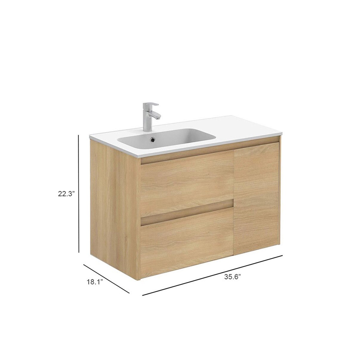 WS Bath Collections Ambra 36-in Nordic Oak Single Sink Floating ...