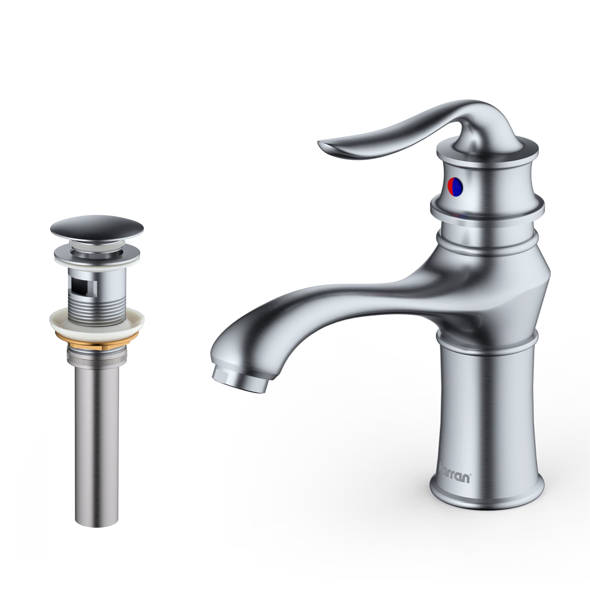 Karran KBF430SS Dartford Stainless Steel Single hole 1-handle Low-arc Commercial/Residential Handle Bathroom Sink Faucet with Drain