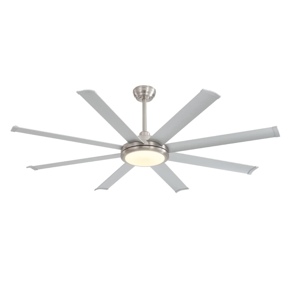 MLIAN WBCF-BS327-NI 96-in Integrated LED Sliver with Sliver Blades Ceiling Fan With Light - Remote Included ( 8 -Blade )