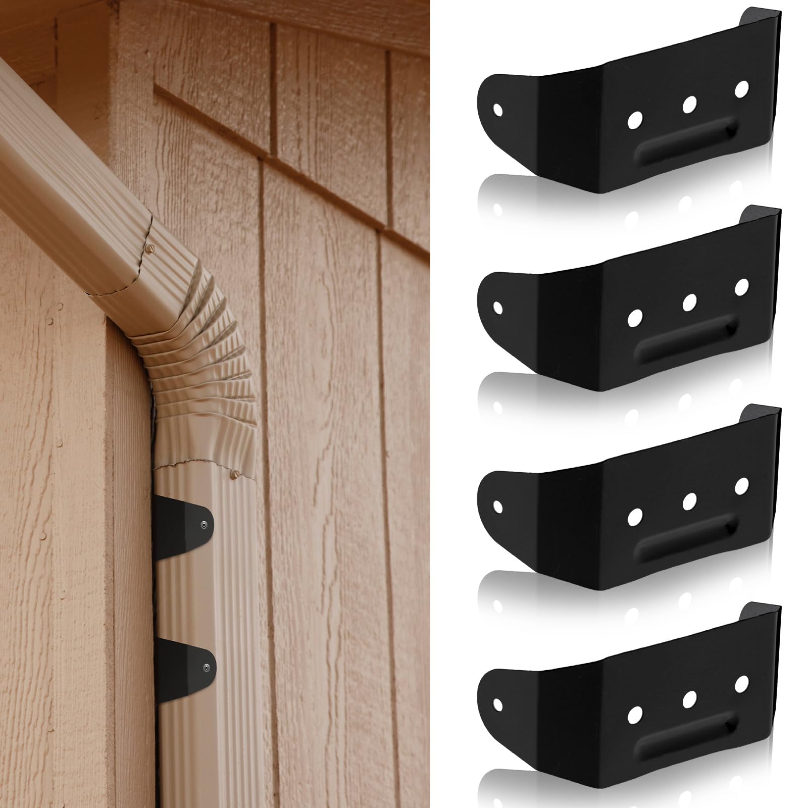 Misopily  4 Pack Aluminum Downspout Straps for 2 by 3 Inch Gutter Pipe Secure Wall Mounting Black durable home and garden