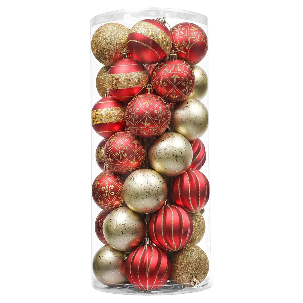 OrnamentallyYou B143 Charming Set of 35 Red and Gold Color Ornament Baubles Christmas Tree Set