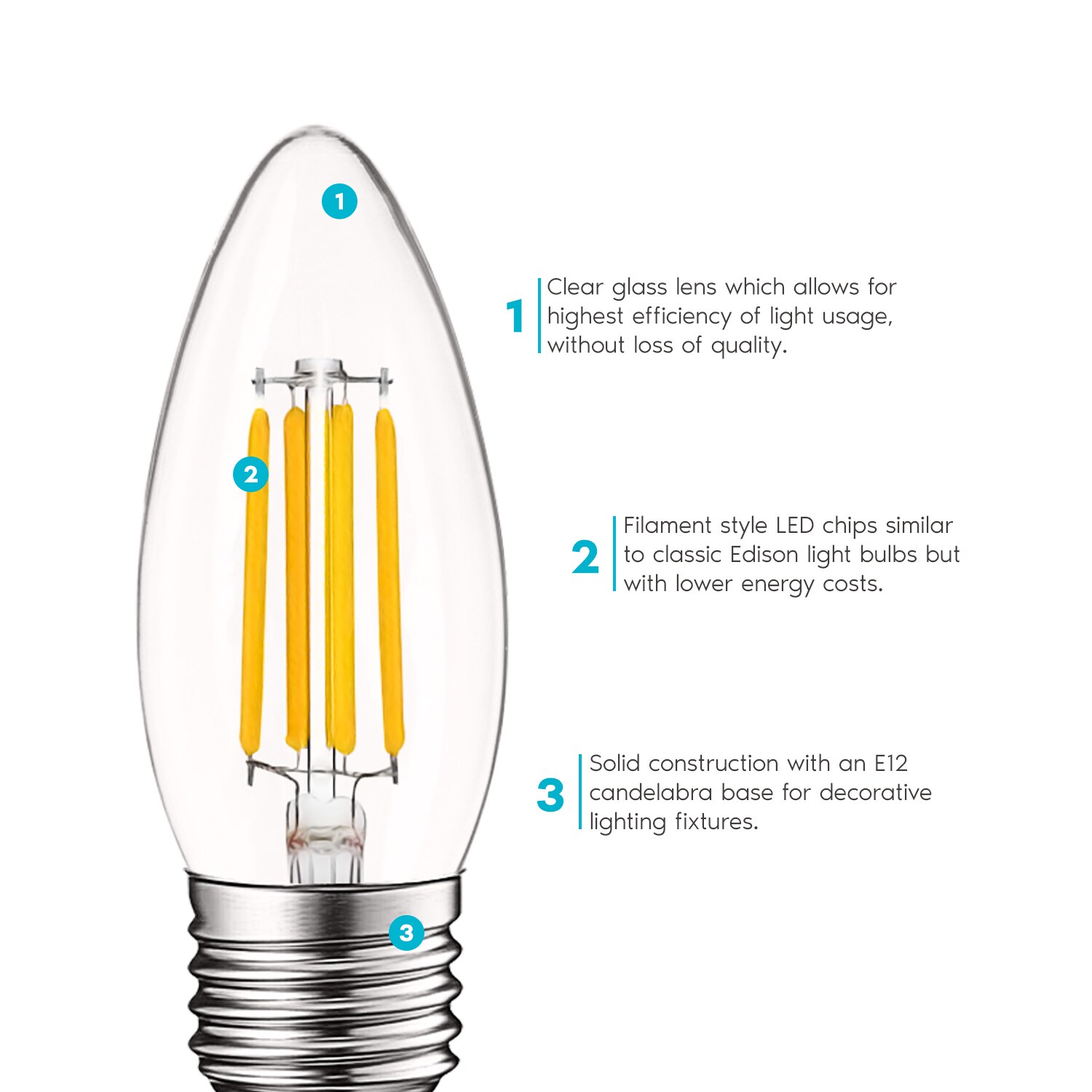 Vintage Clear Glass Dimmable LED Edison Filament Bulbs, 6-Pack