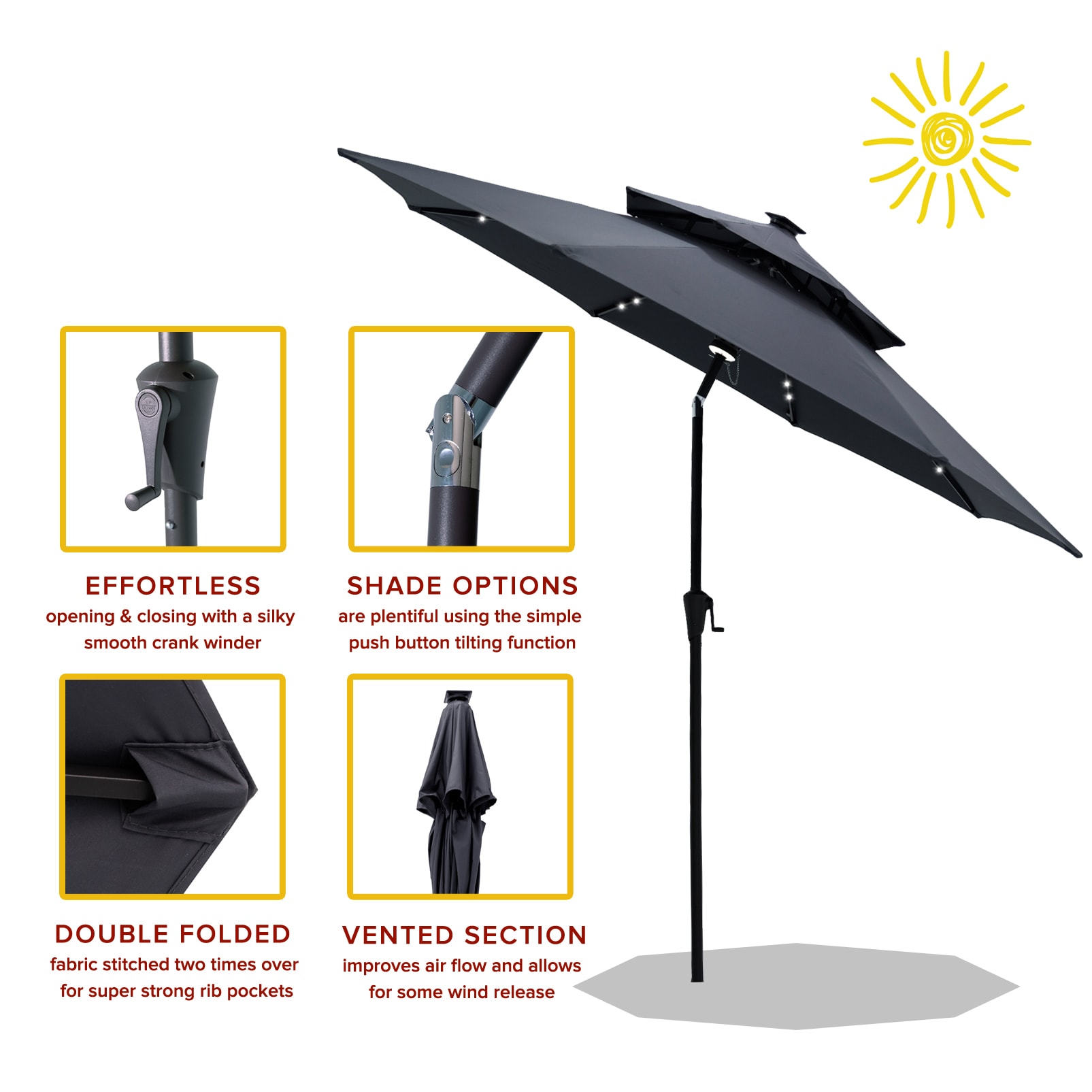 FLAME&SHADE CFSLED09DANTHRACITE Umbrellas-2 - View #2